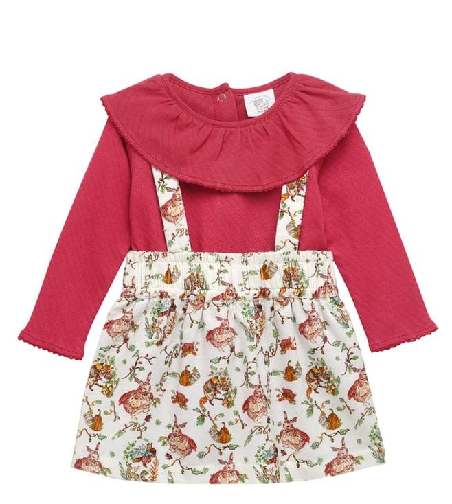 the baby trunk kids multi red riding hood print regular fit bodysuit & skater skirt cord set