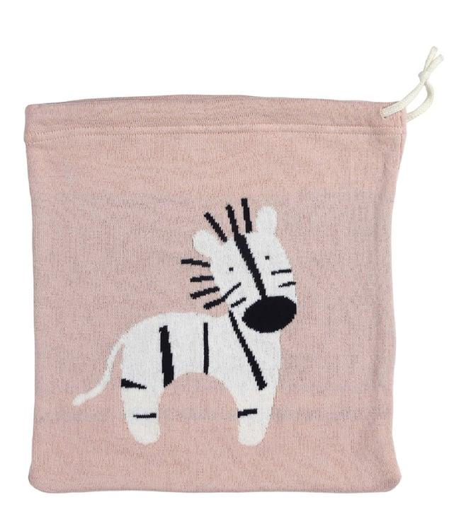 the baby trunk pale pink zebra knitted travel pouch (one size)