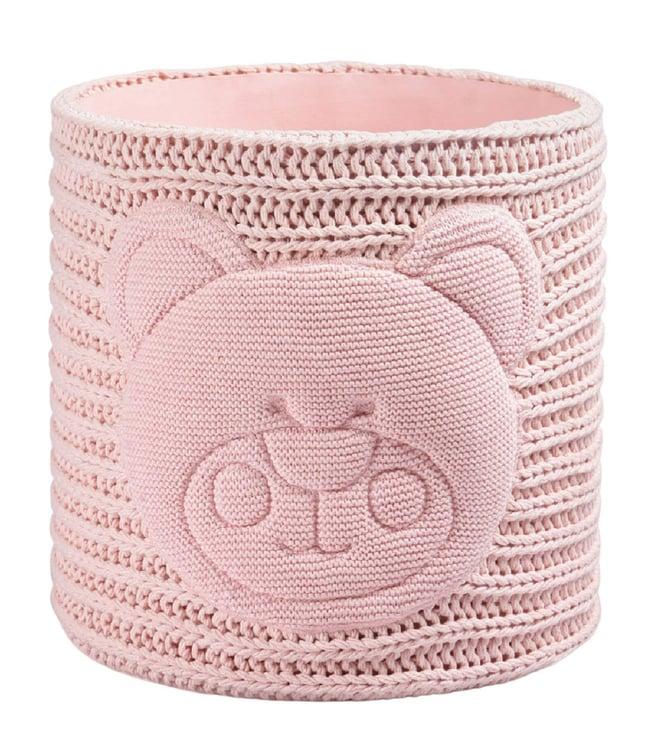 the baby trunk powder pink crochet teddy basket (one size)