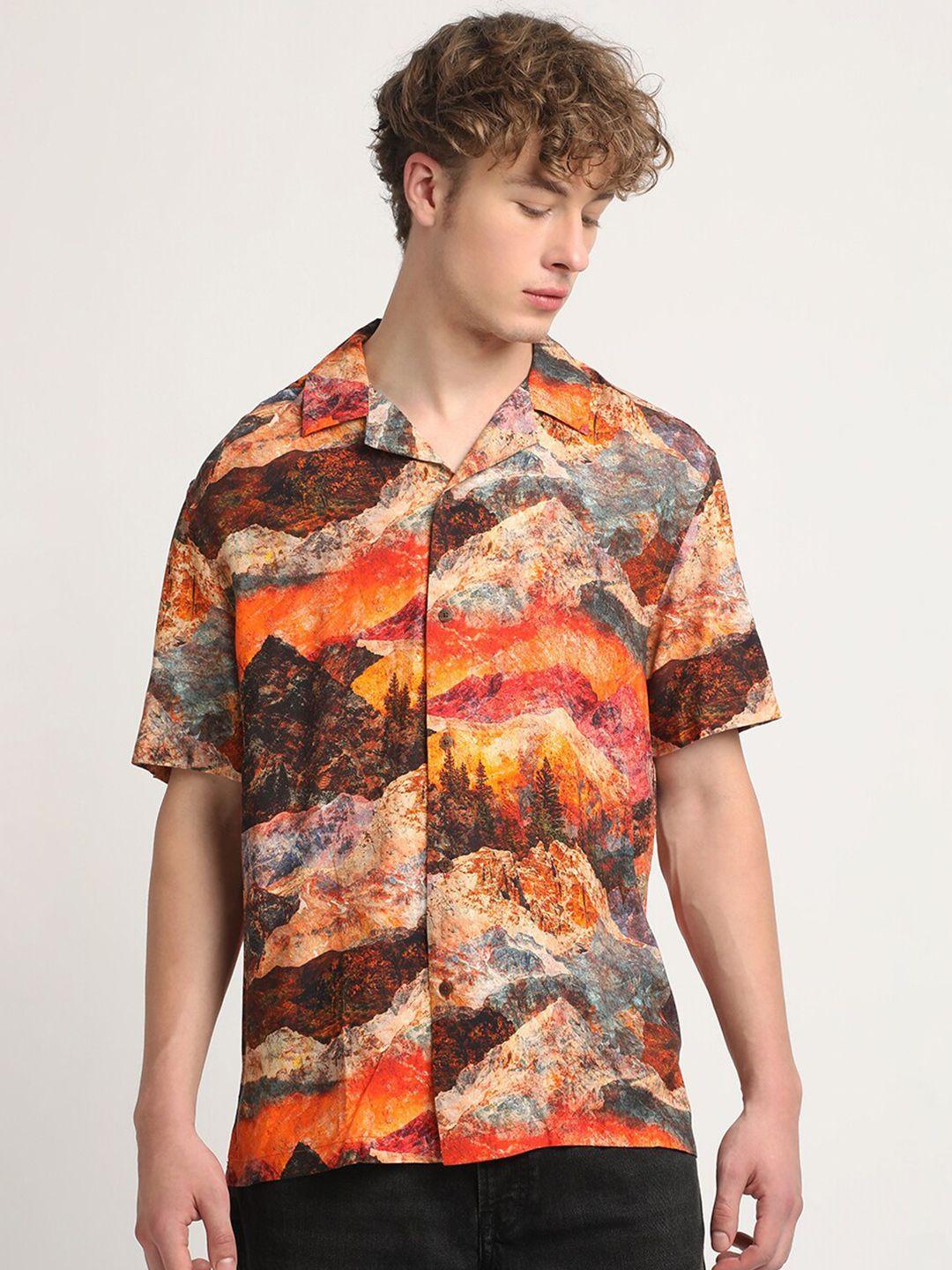 the bear house abstract printed casual shirt