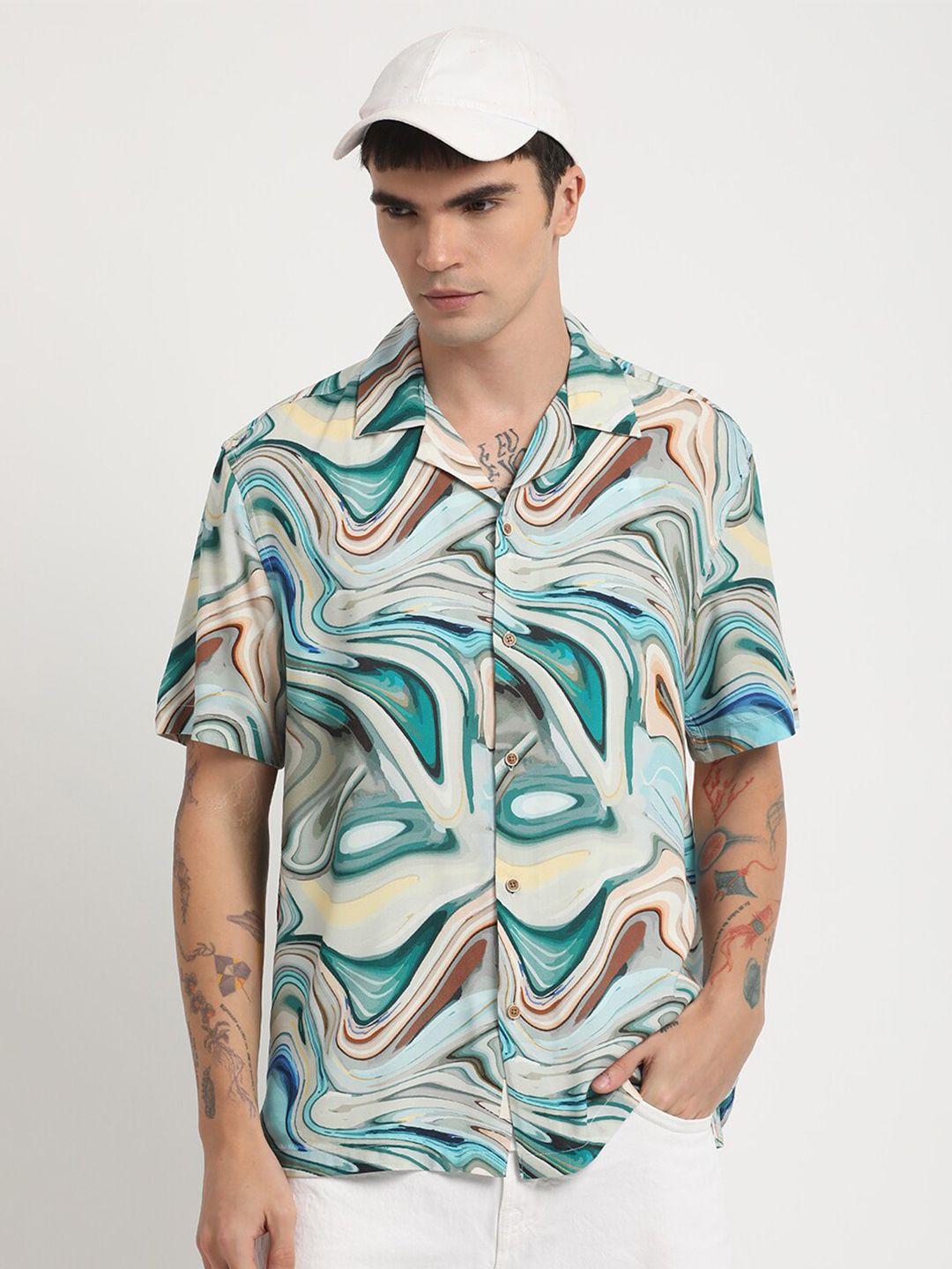 the bear house abstract printed casual shirt