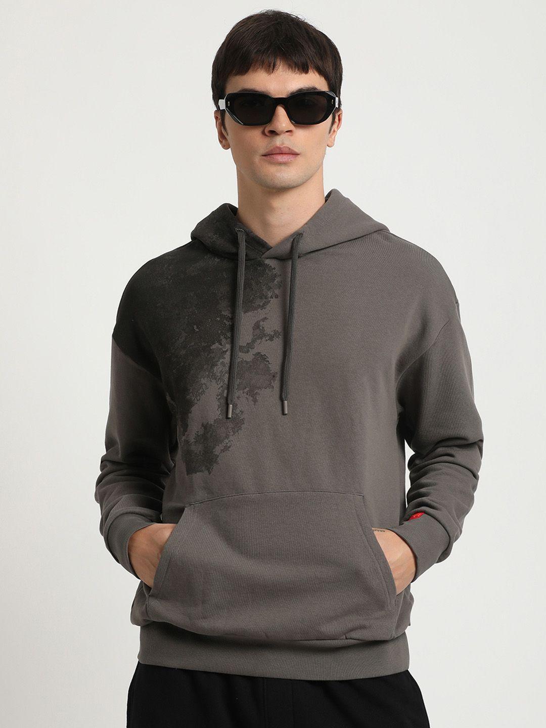 the bear house abstract printed hooded pure cotton pullover sweatshirt