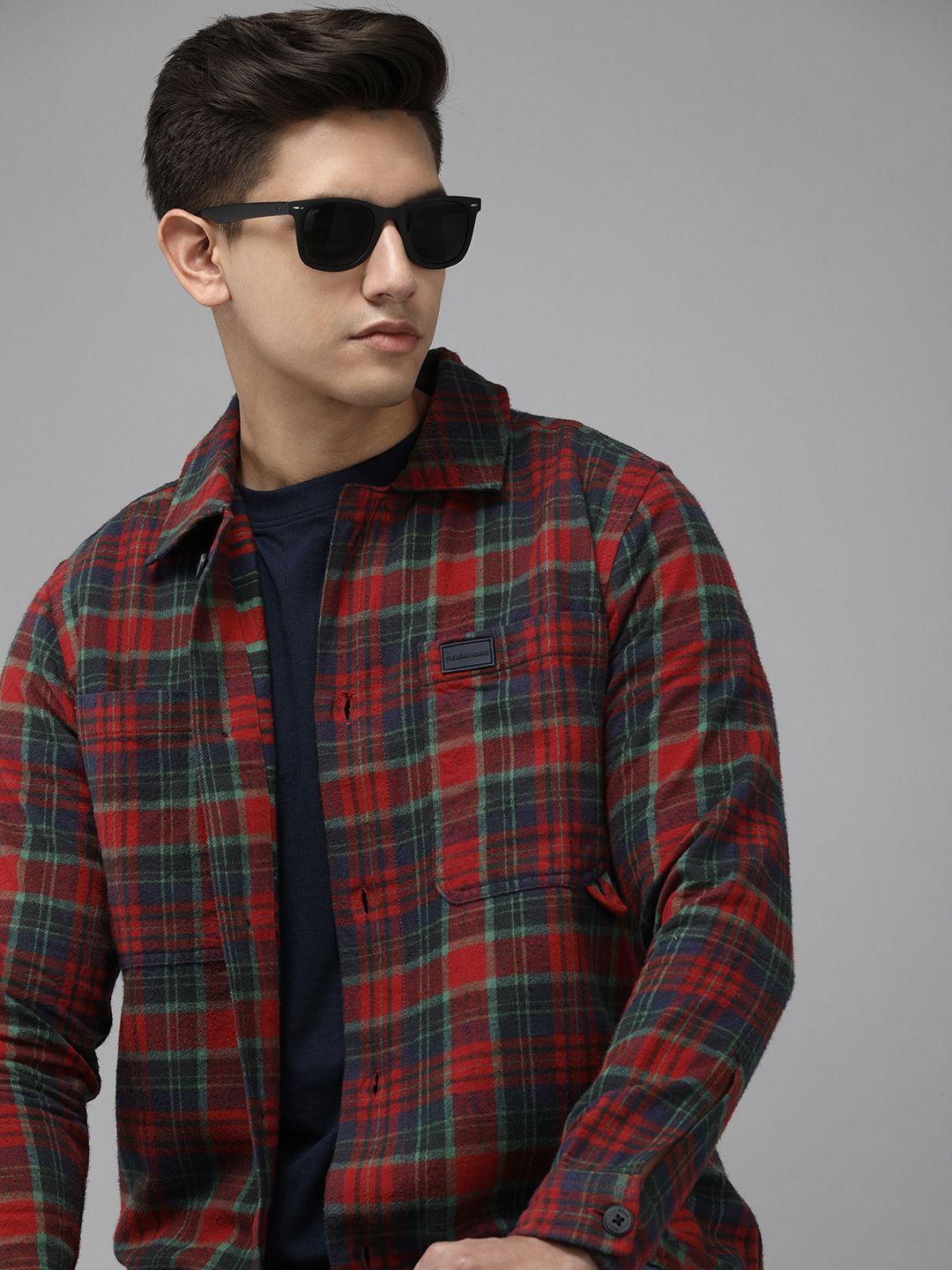 the bear house ardor edition men pure cotton checked casual shacket