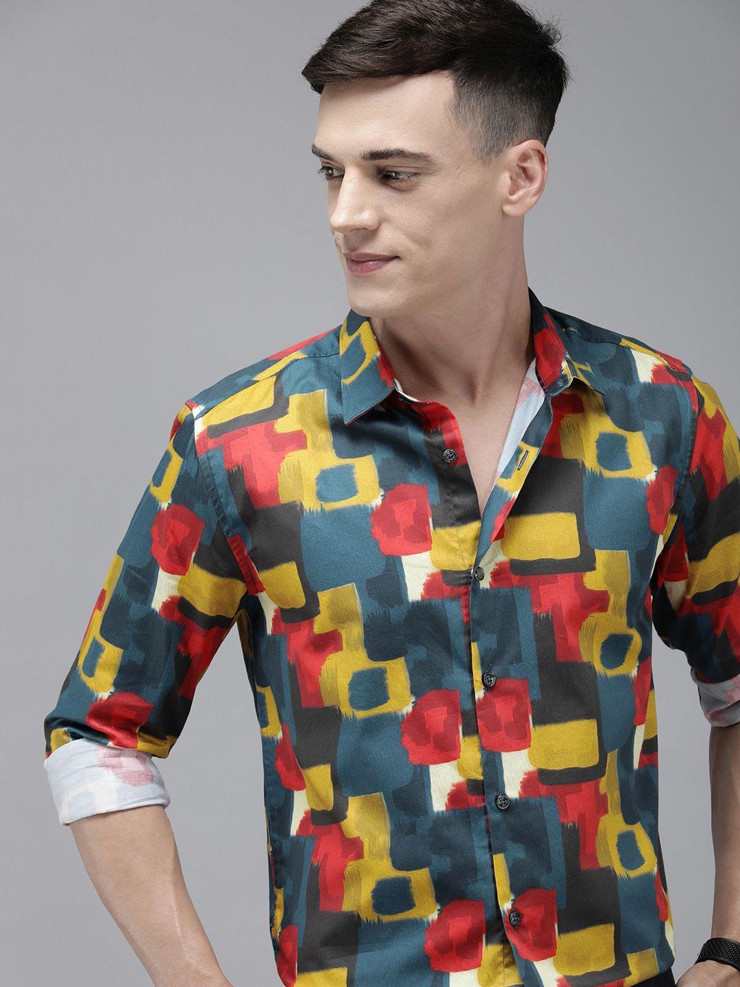 the bear house ardor edition men slim fit digital print party shirt