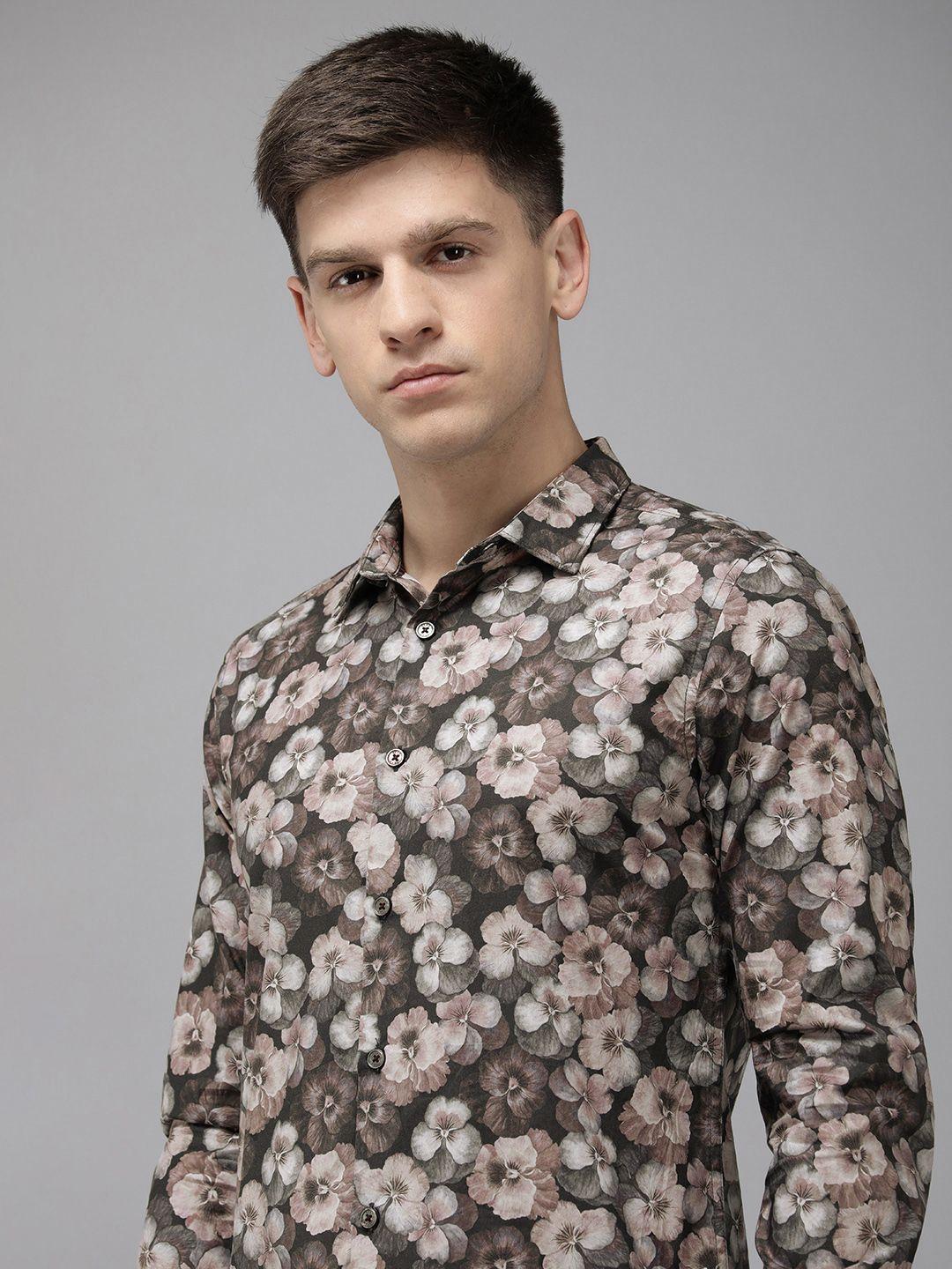 the bear house ardor edition slim fit floral printed opaque party shirt