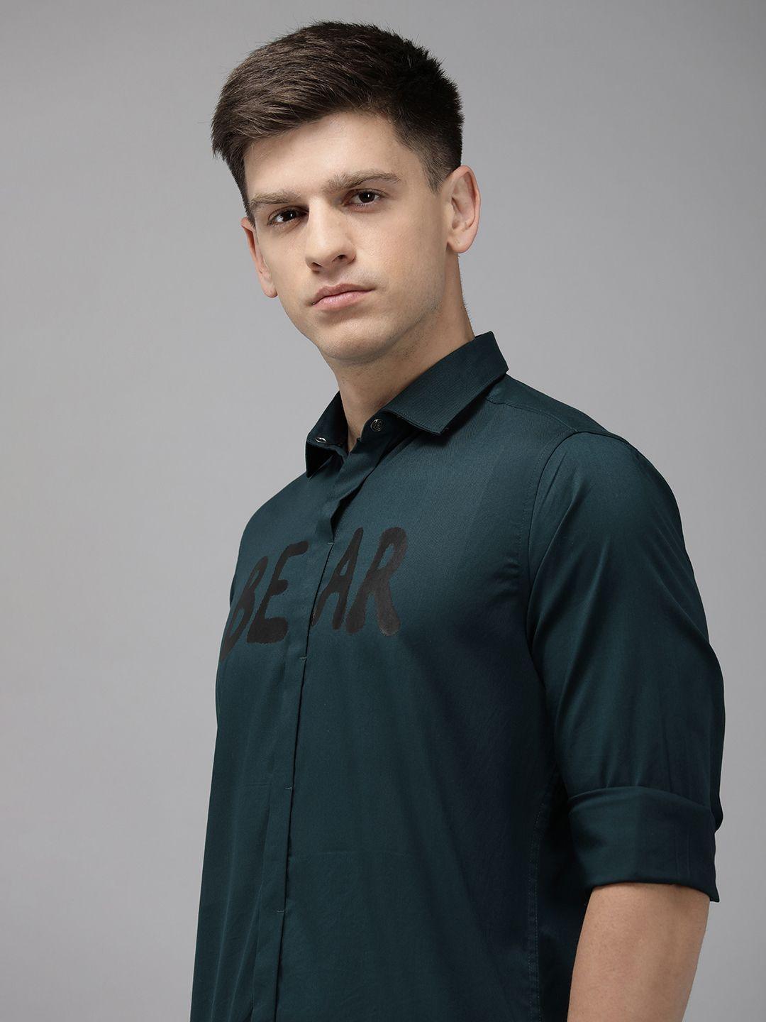 the bear house ardor edition slim fit opaque printed casual shirt