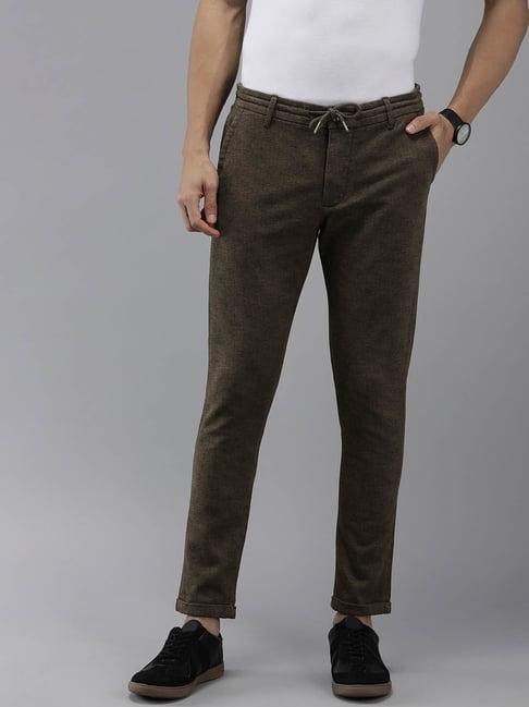 the bear house brown tapered fit textured chinos