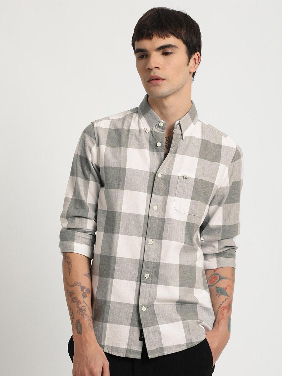 the bear house buffalo checked slim fit pure cotton shirt