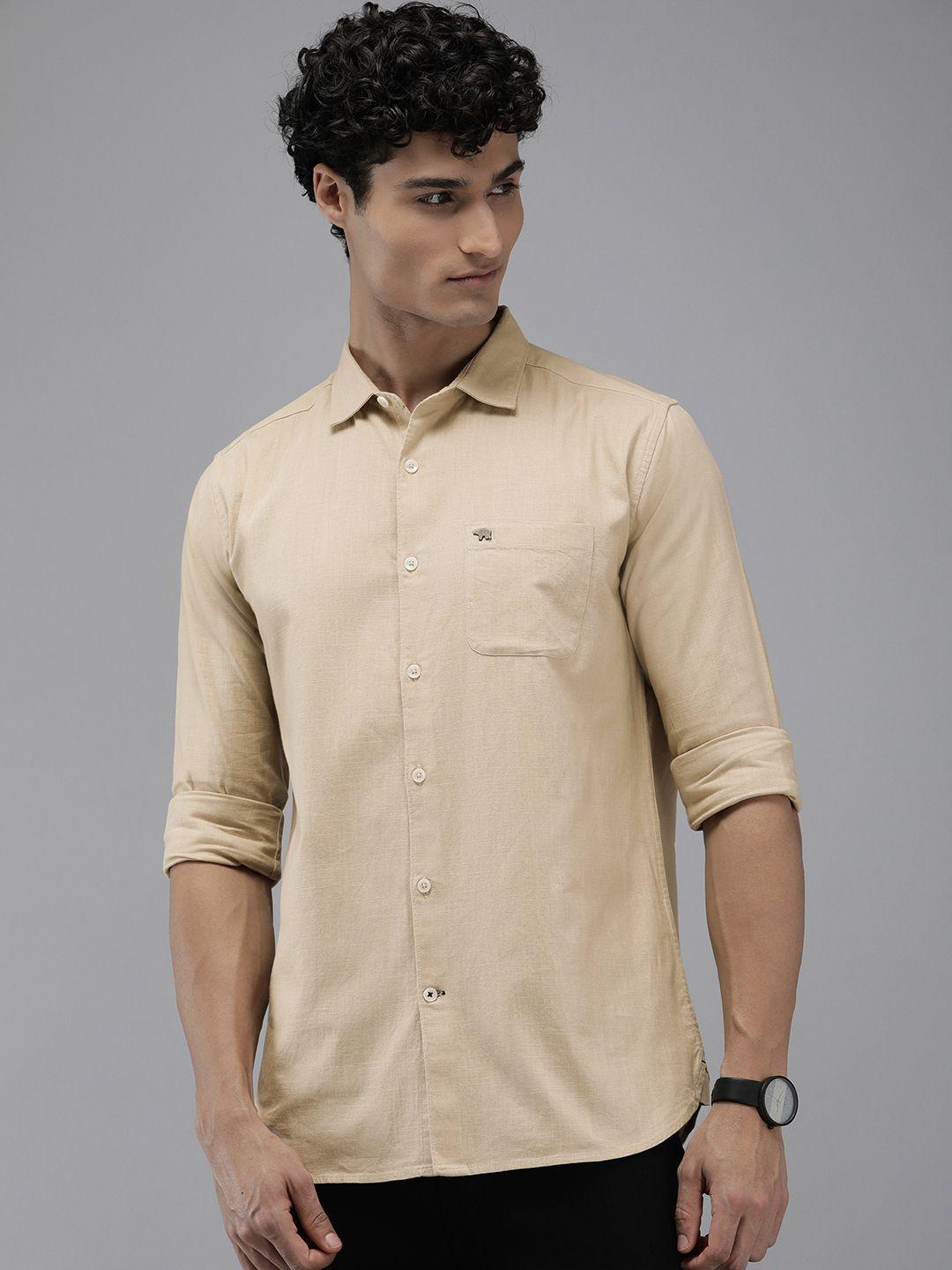 the bear house cotton linen slim fit casual shirt