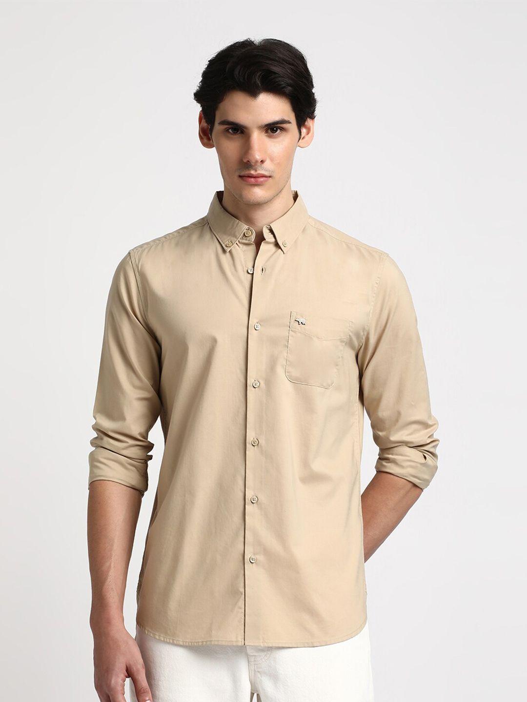 the bear house cotton slim fit opaque casual shirt