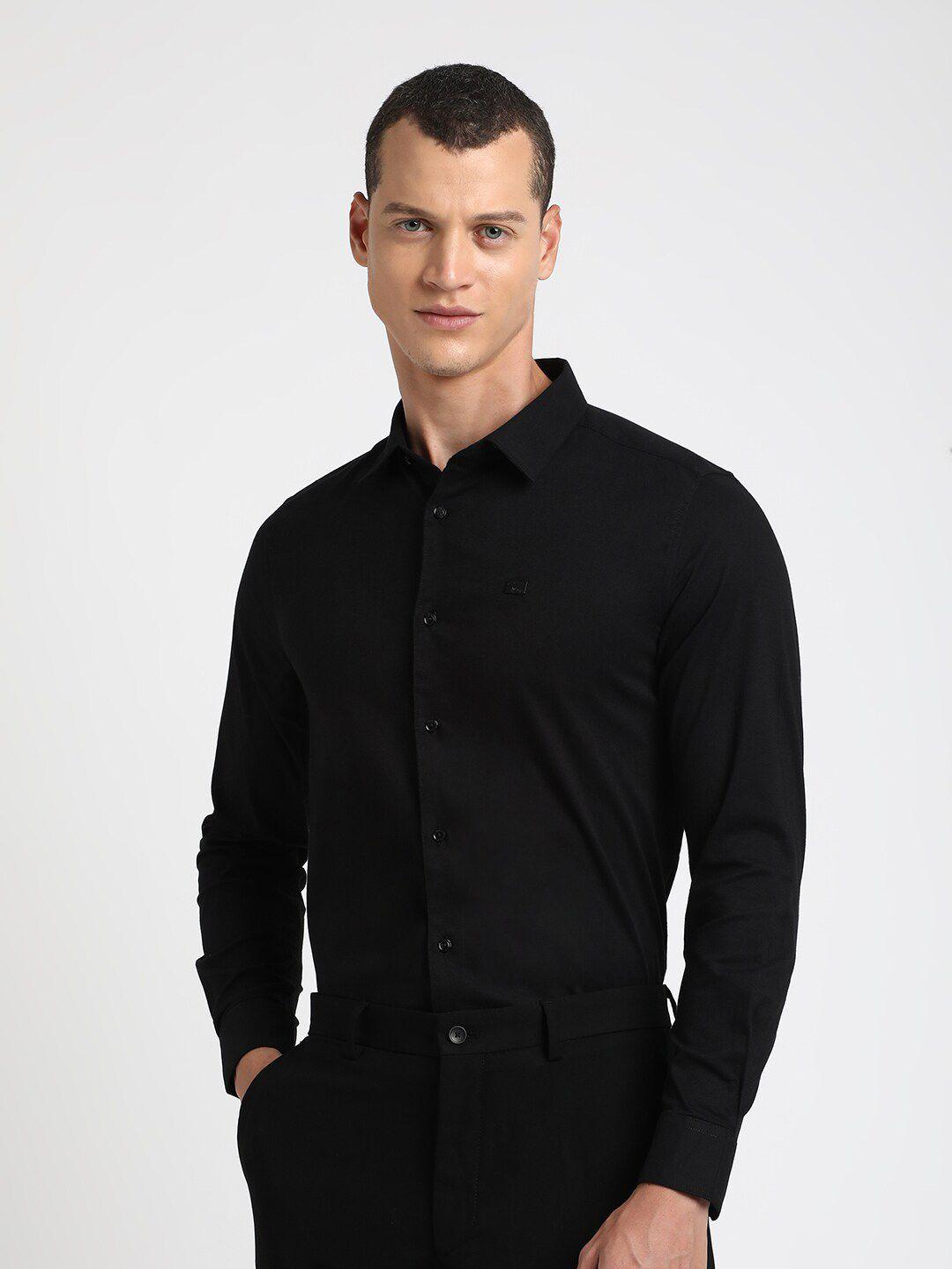 the bear house men black slim fit opaque formal shirt