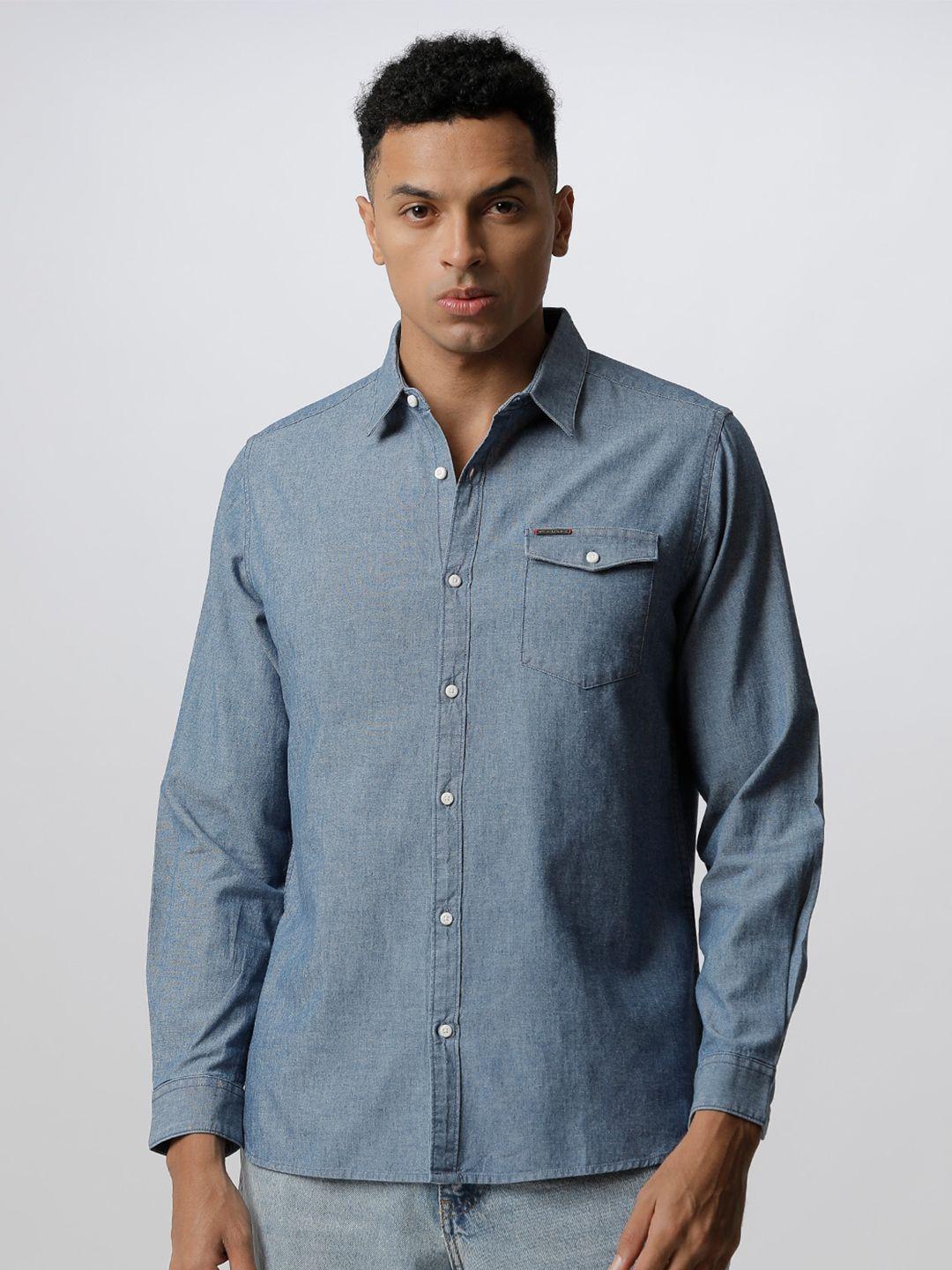 the bear house men blue slim fit casual shirt