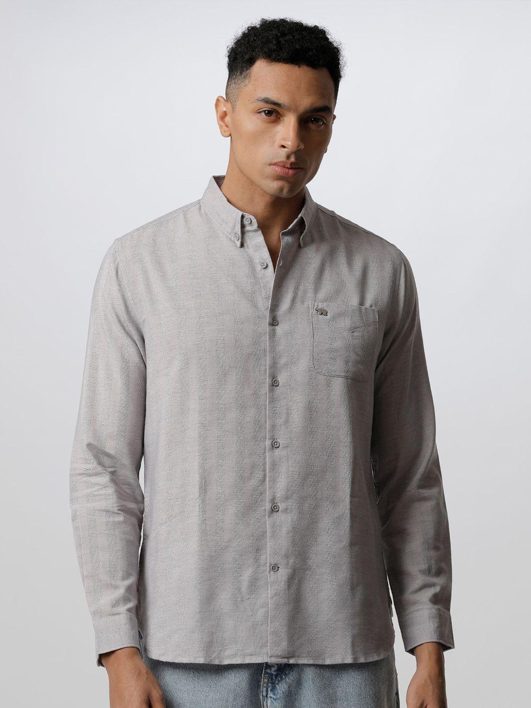 the bear house men grey slim fit casual shirt