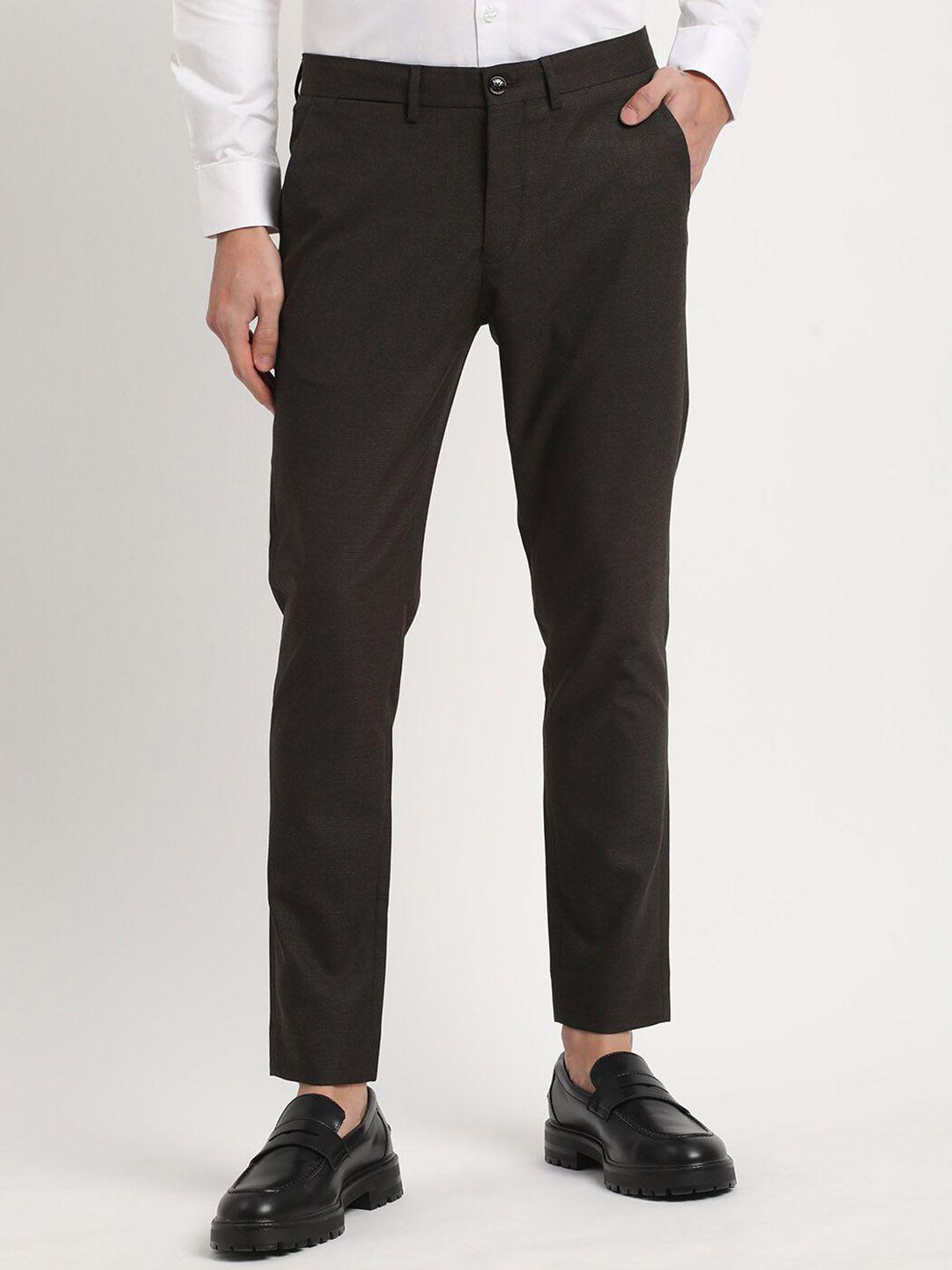 the bear house men mid-rise slim fit formal trousers