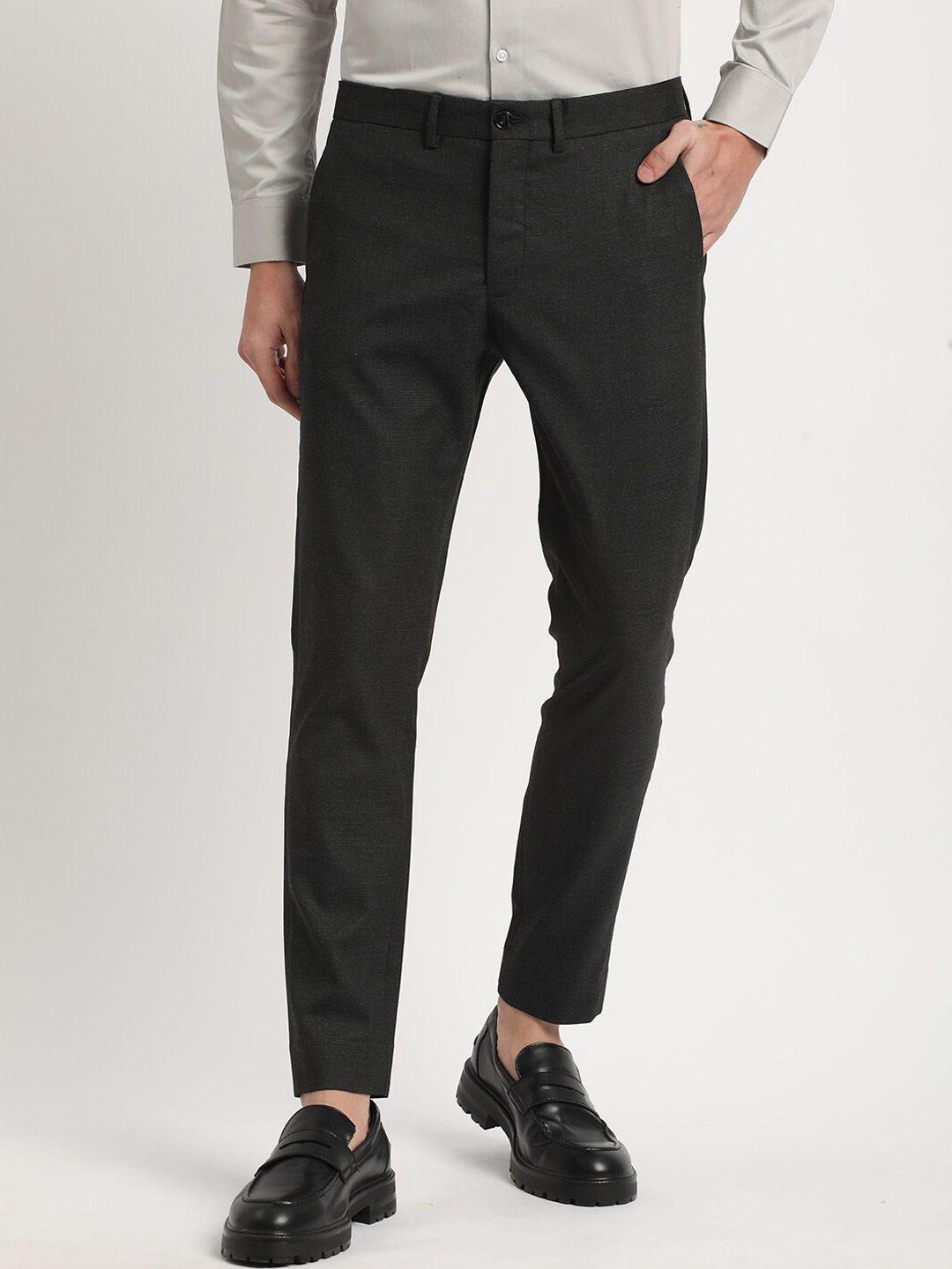 the bear house men mid-rise slim fit formal trousers