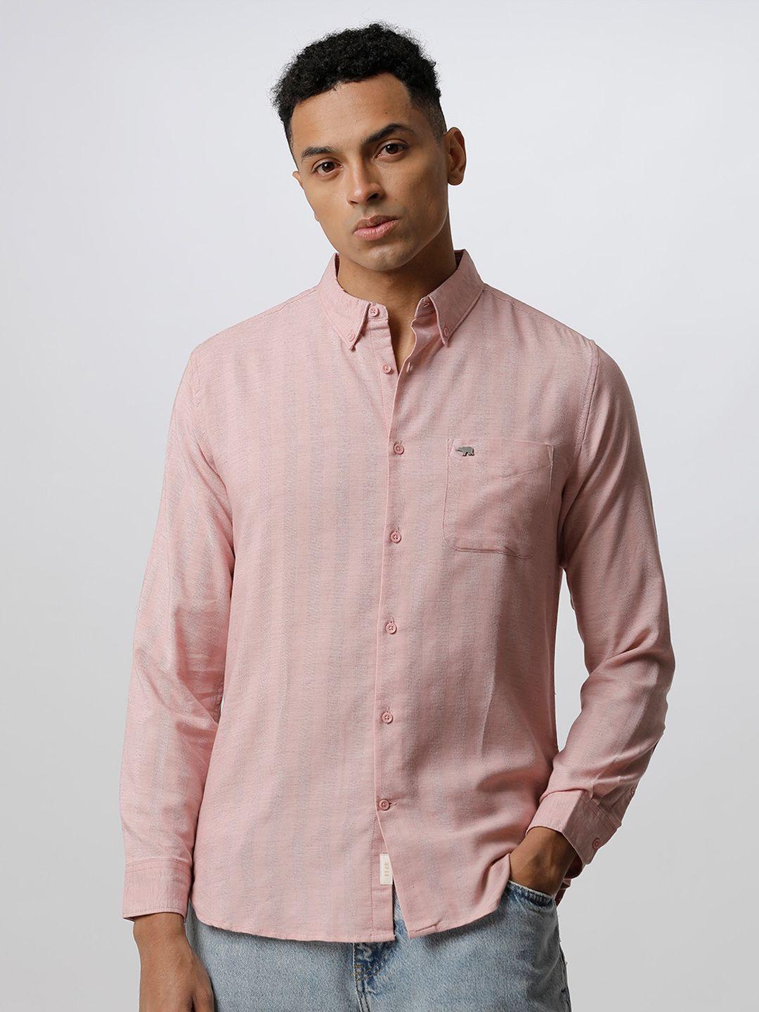 the bear house men pink slim fit casual shirt