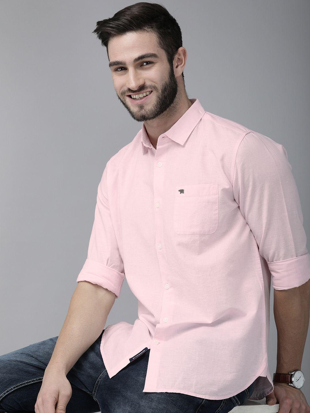 the bear house men pink slim fit casual shirt