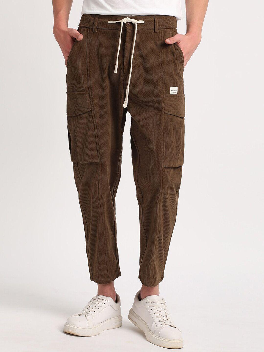 the bear house men relaxed loose fit corduroy cotton cargos trousers