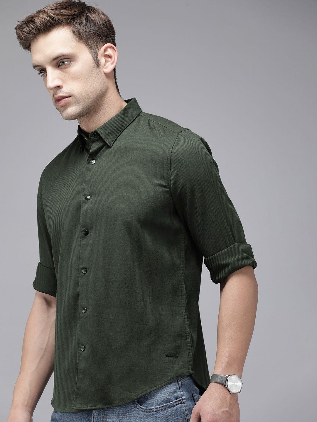 the bear house men slim fit opaque casual shirt