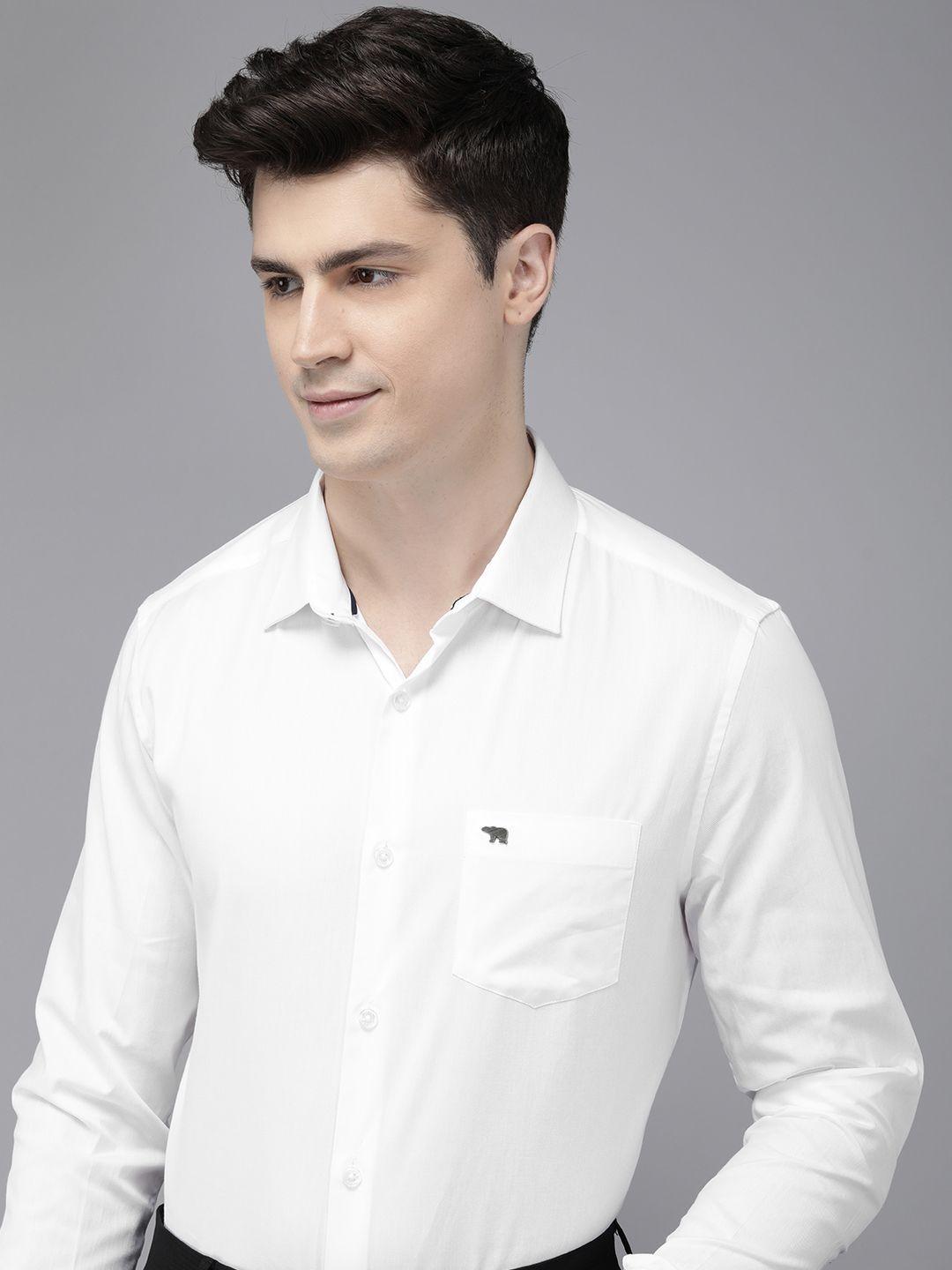 the bear house men slim fit opaque formal shirt