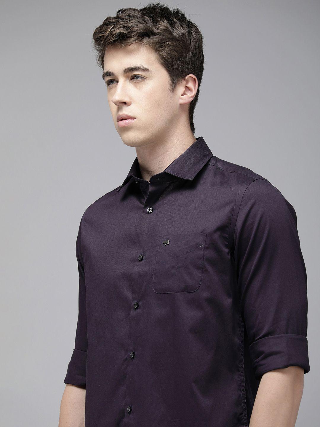 the bear house men slim fit opaque pure cotton casual shirt