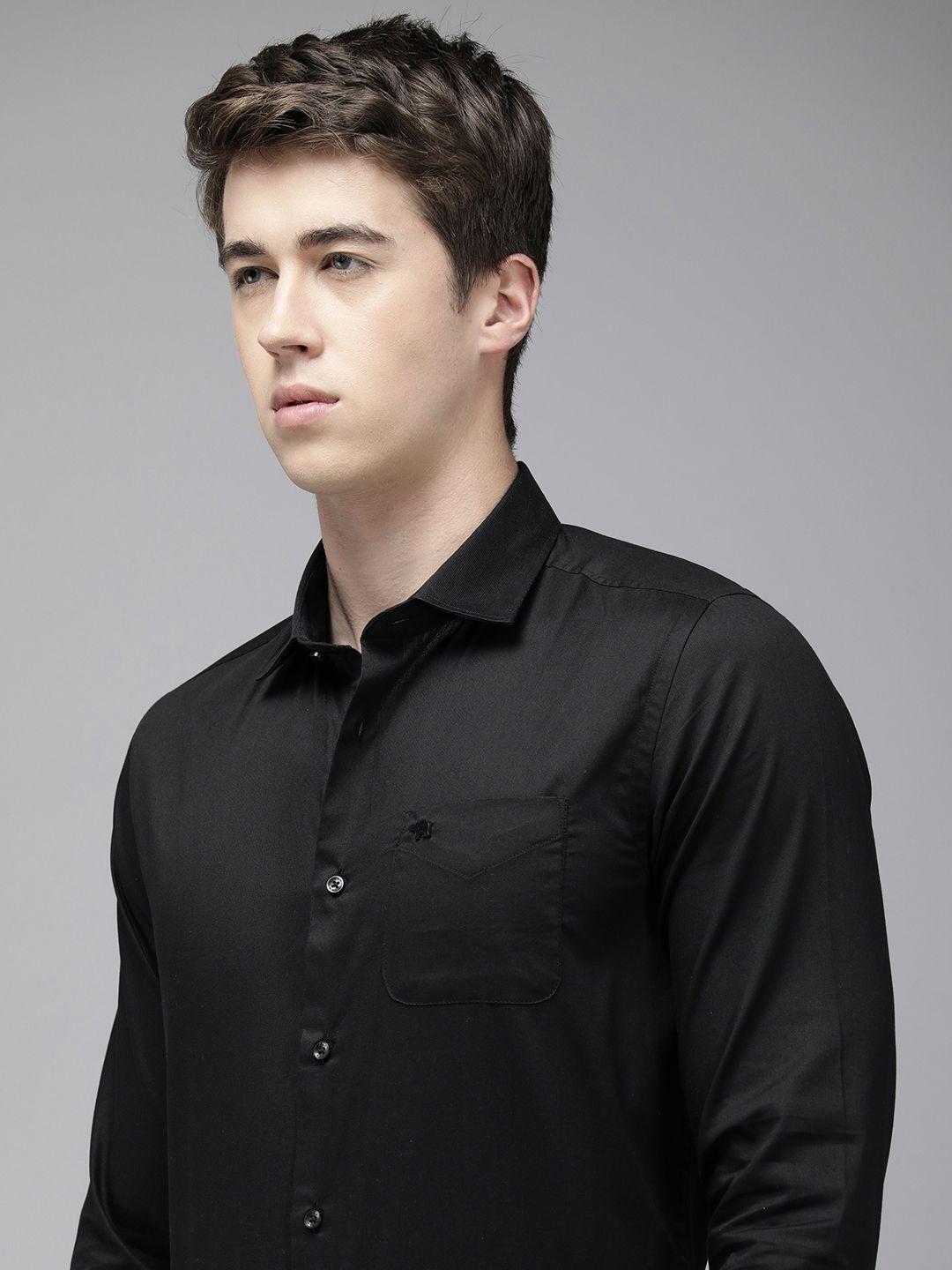 the bear house men slim fit opaque pure cotton casual shirt