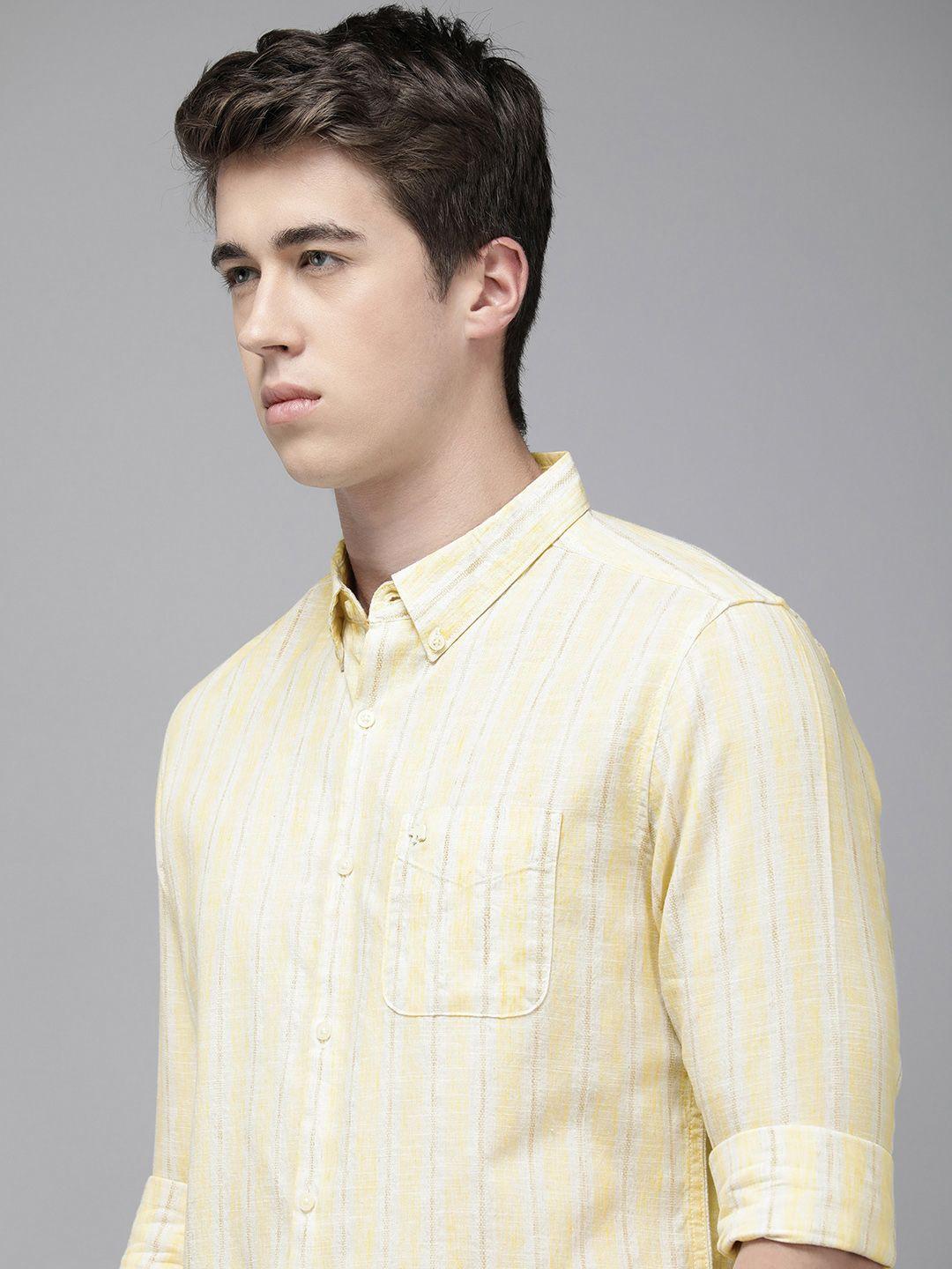 the bear house men slim fit opaque striped casual shirt