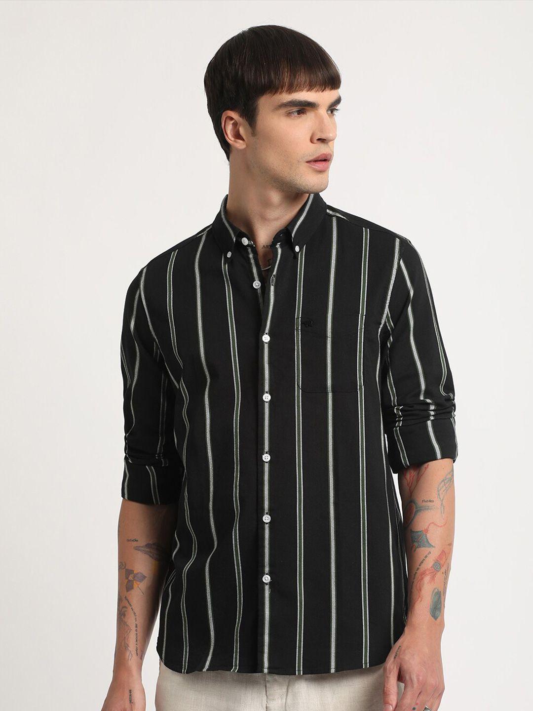 the bear house men slim fit opaque striped casual shirt