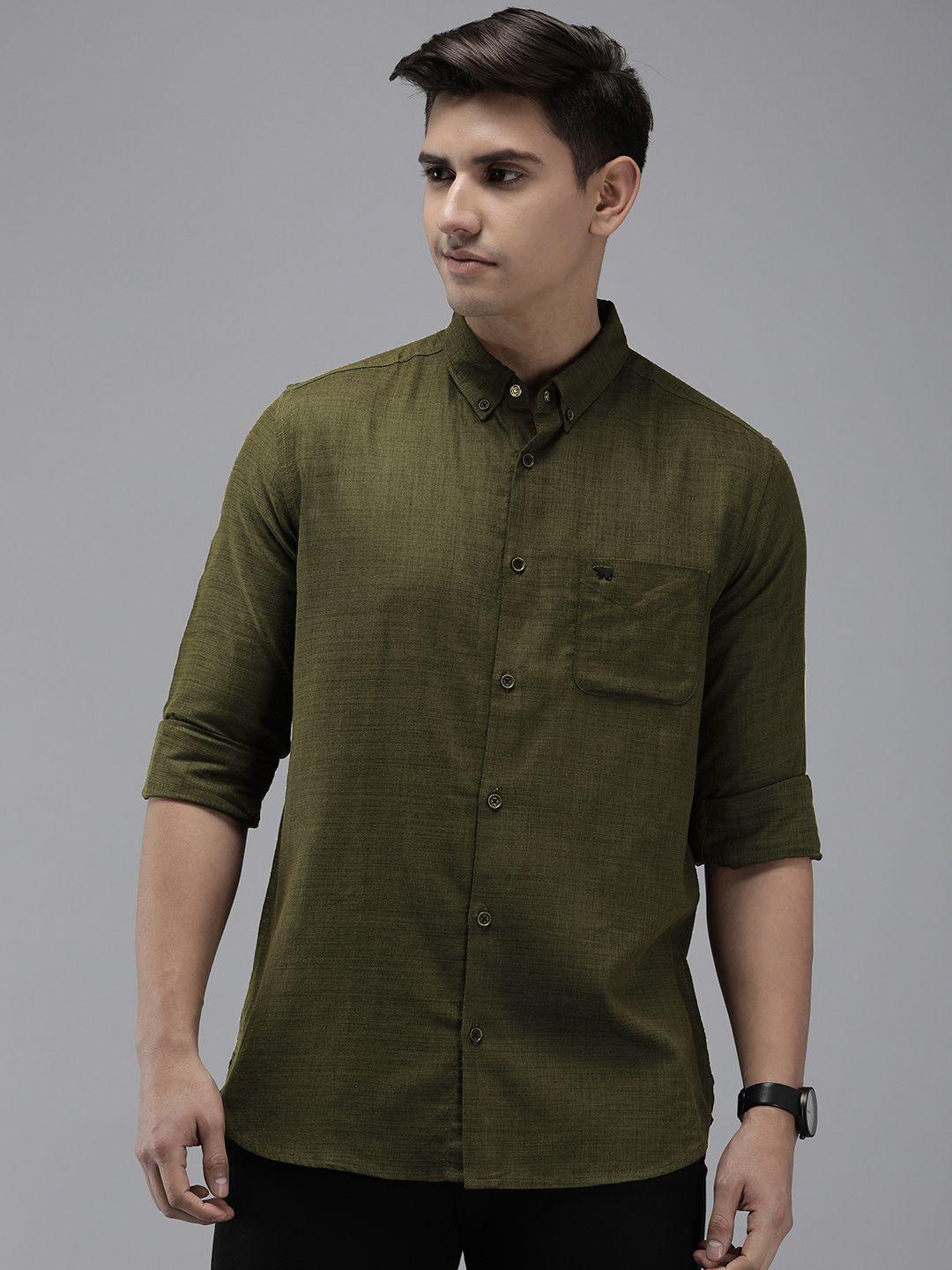 the bear house men slim fit pure cotton casual shirt