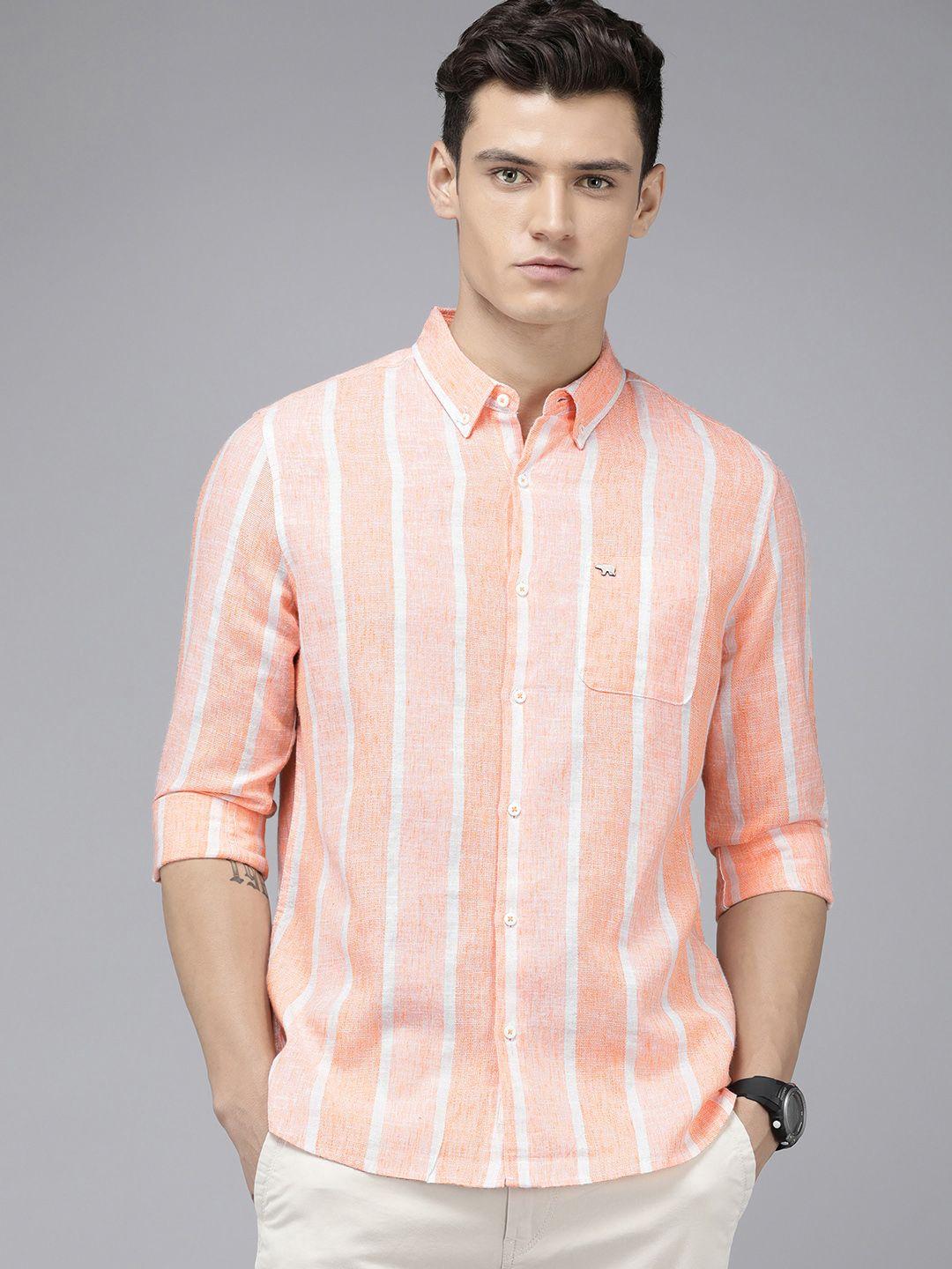 the bear house men slim fit semi sheer striped casual shirt