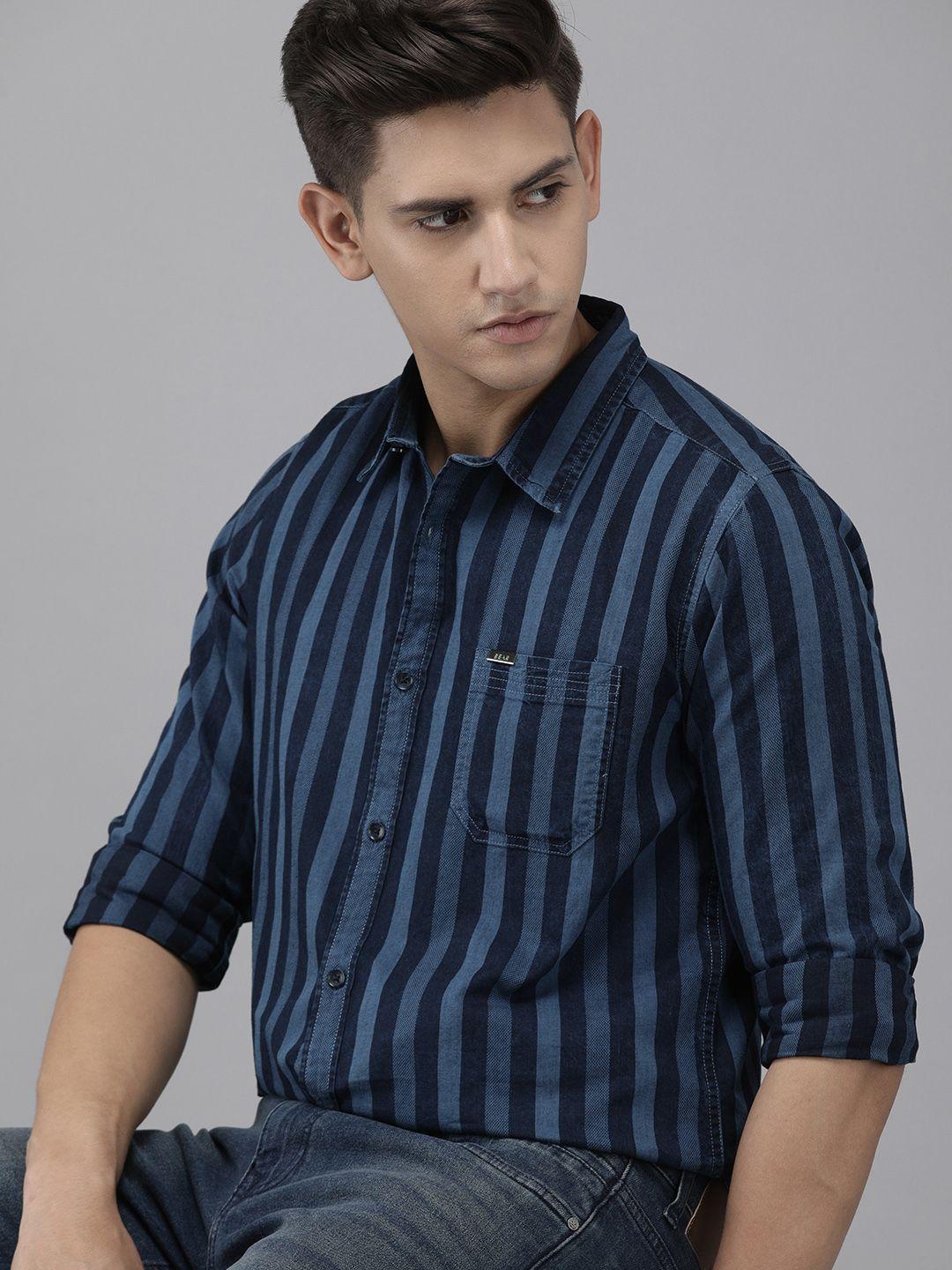 the bear house men slim fit striped casual shirt