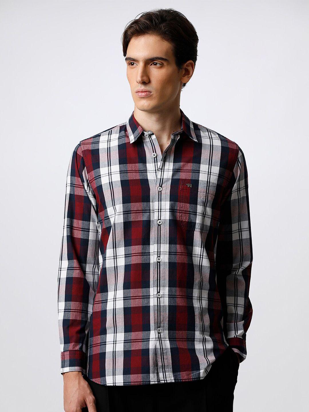 the bear house men slim fit tartan checked casual shirt