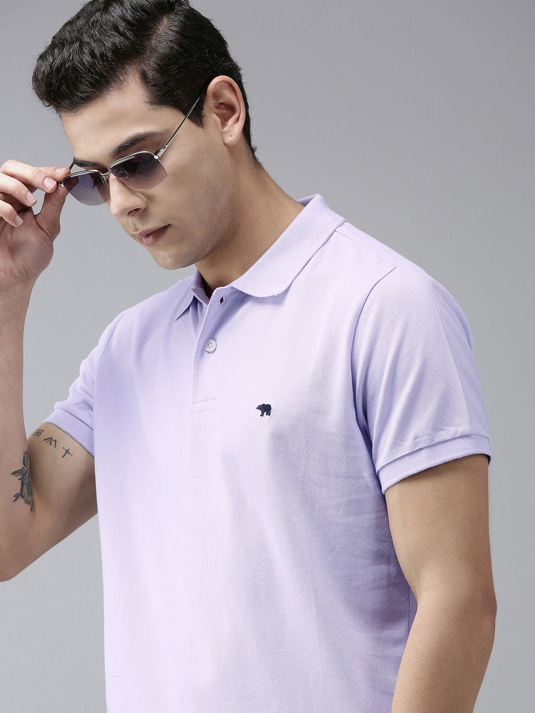 the bear house men violet polo collar slim fit t-shirt