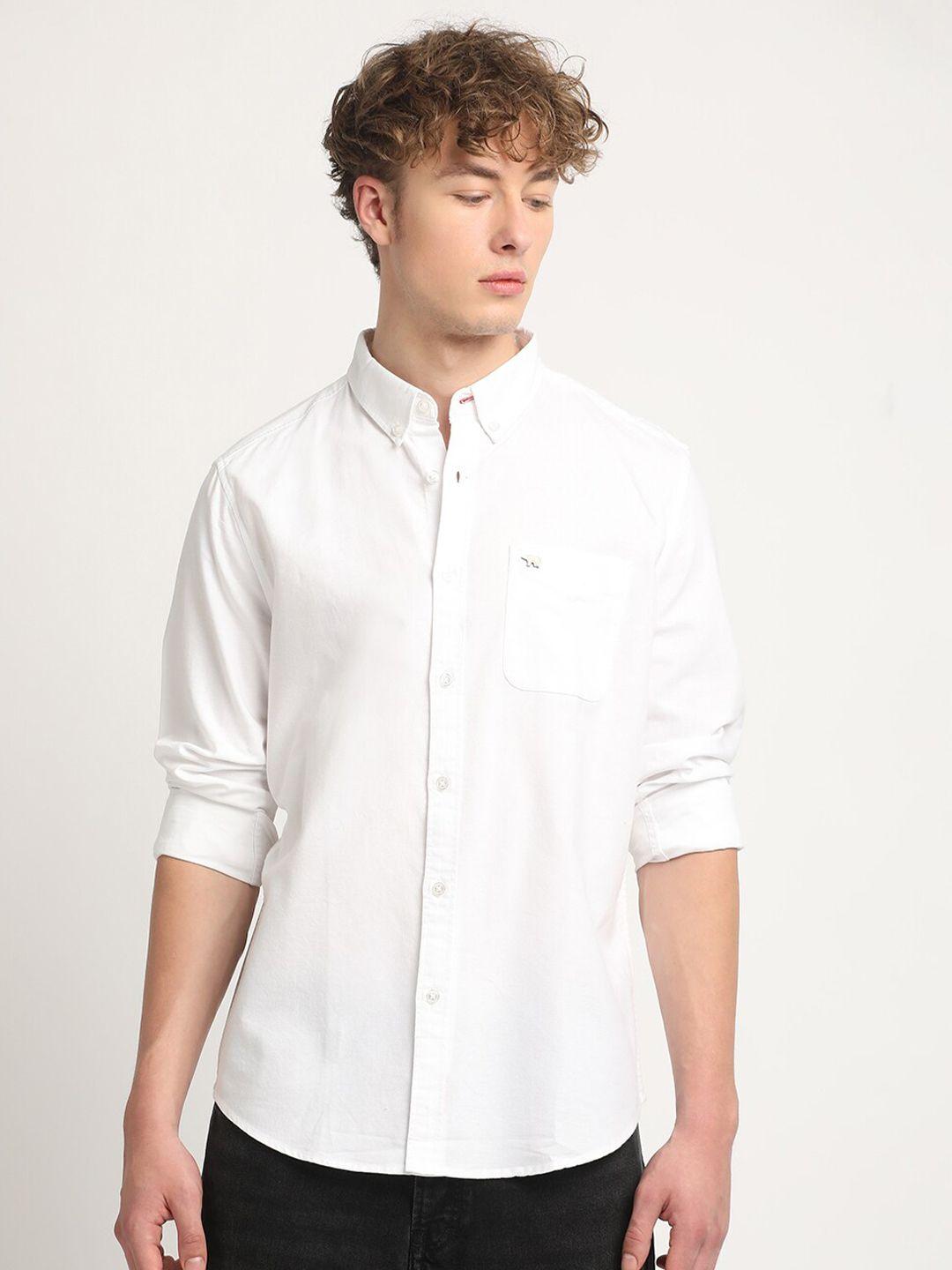 the bear house men white slim fit opaque casual shirt