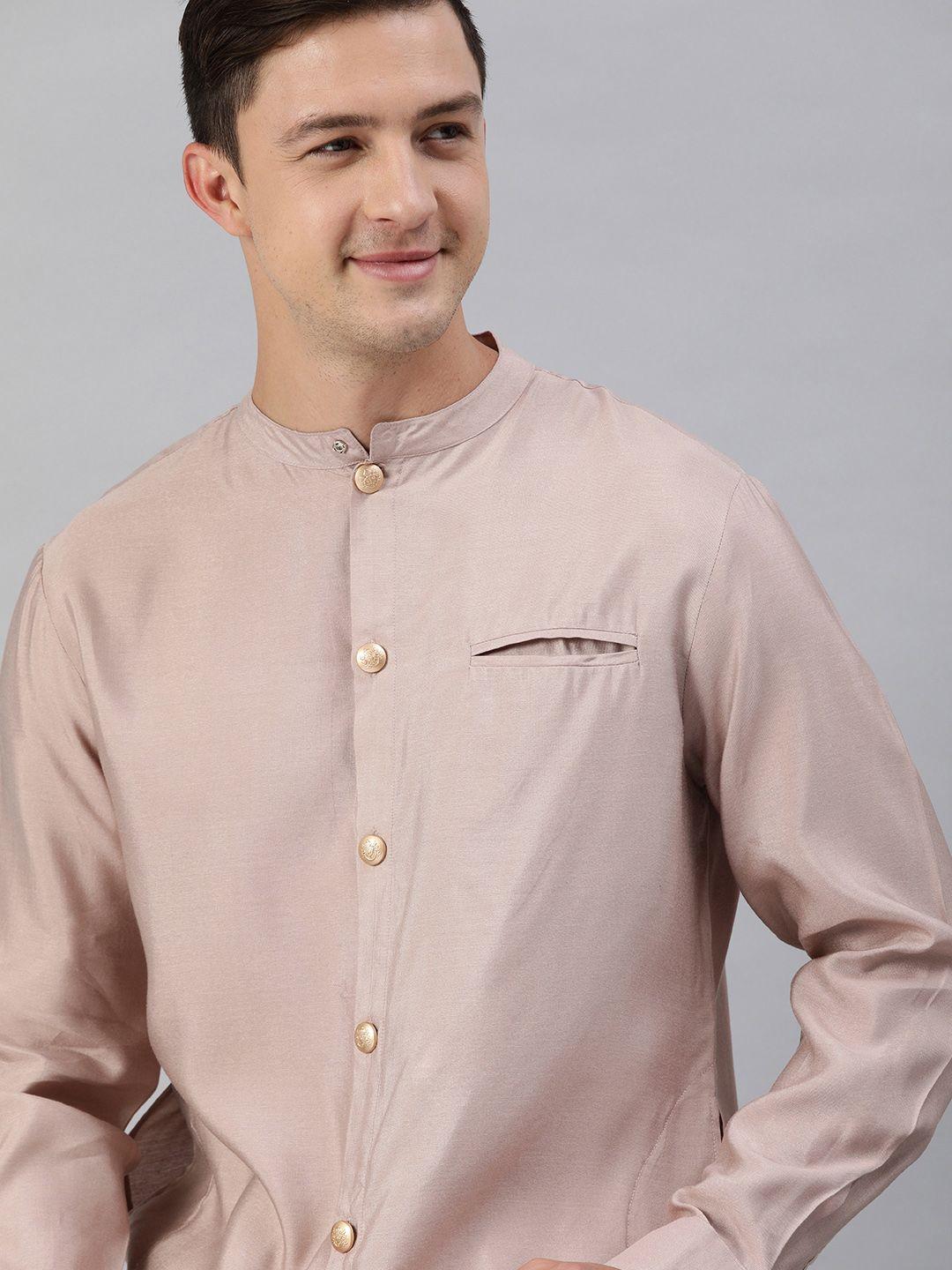 the bear house pink solid silk festive  kurta