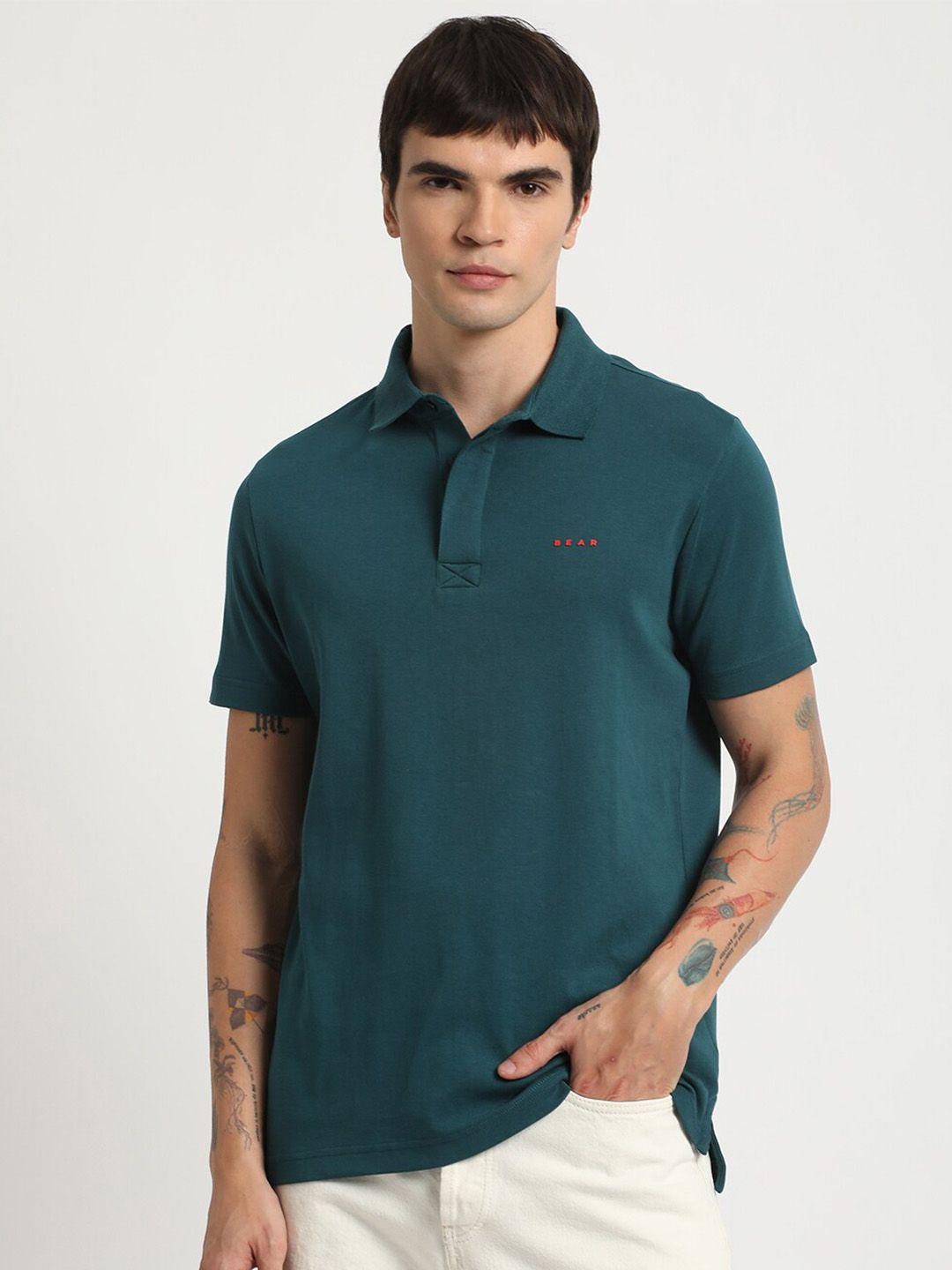 the bear house polo collar slim fit pure cotton t-shirt