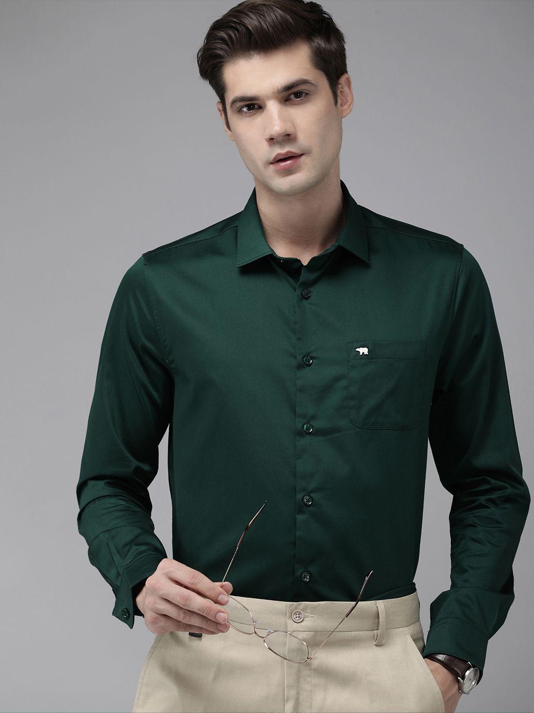 the bear house pure cotton slim fit opaque formal shirt