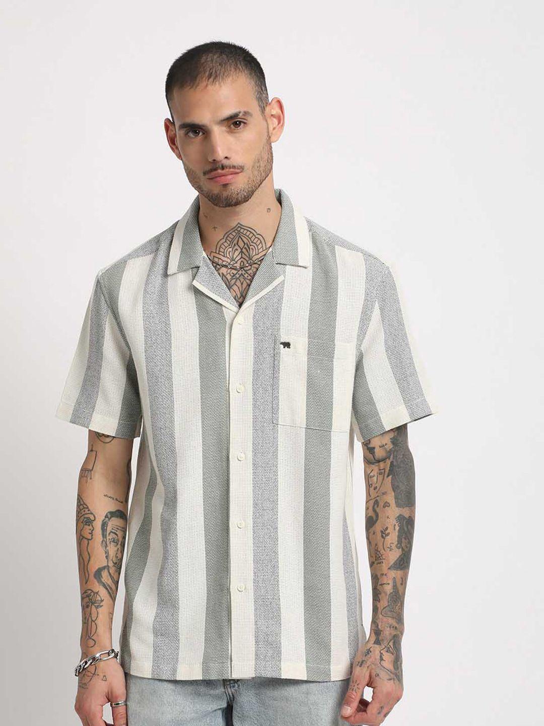 the bear house regular fit vertical striped casual shirt