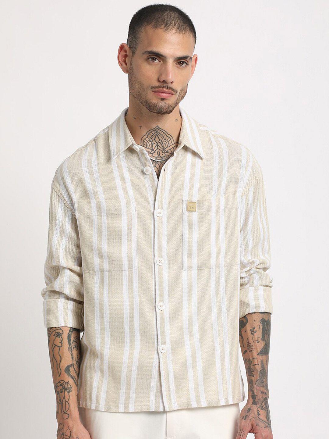 the bear house regular fit vertical striped casual shirt