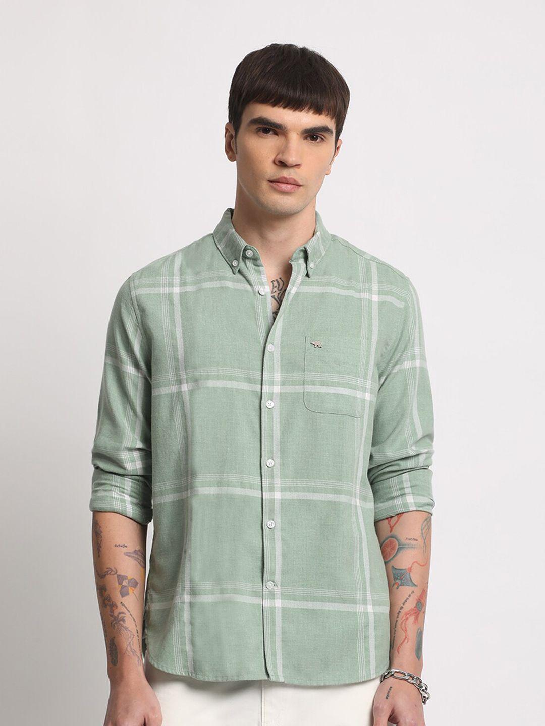 the bear house slim fit checked pure cotton casual shirt