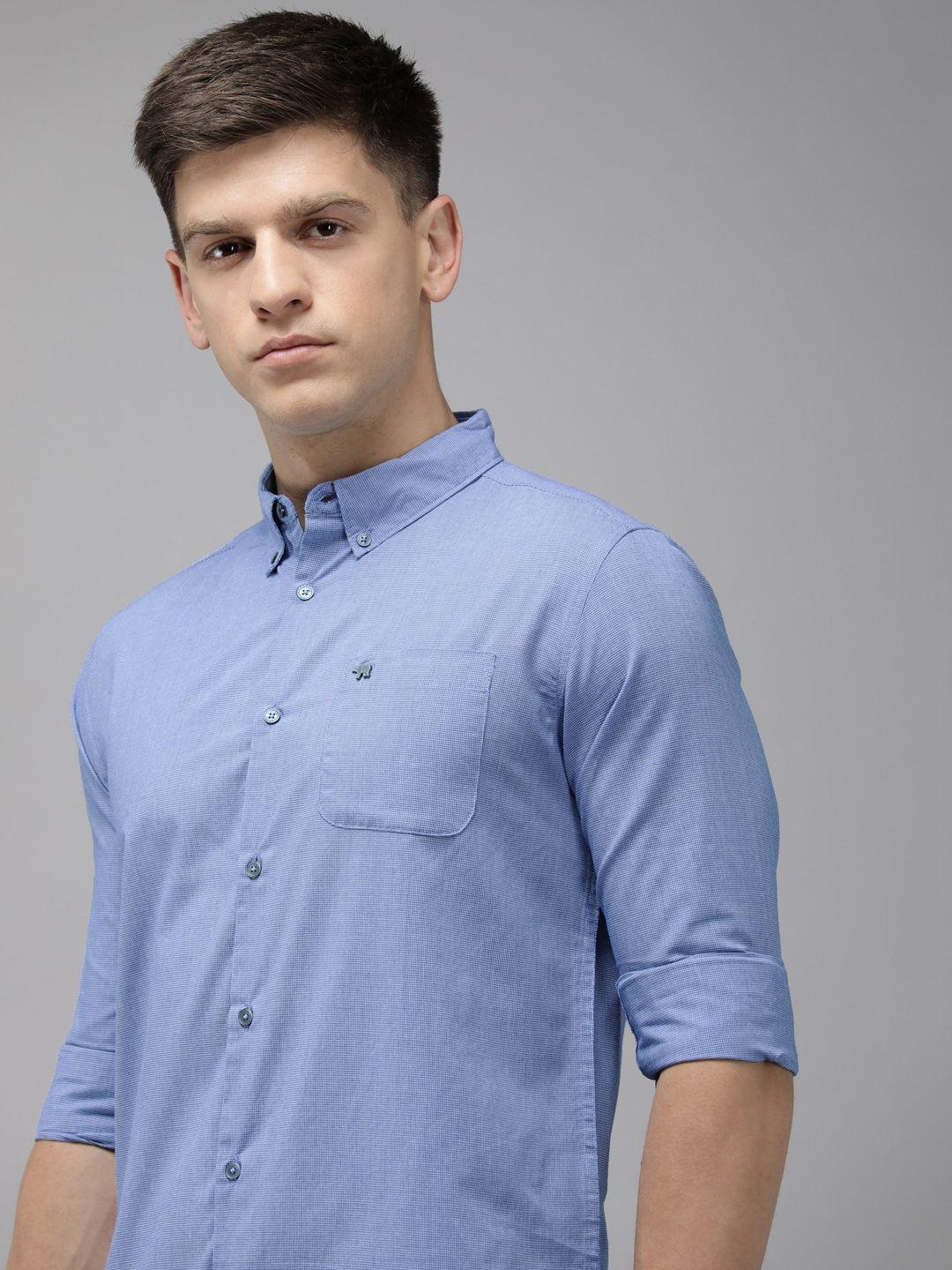 the bear house slim fit micro checks opaque casual shirt