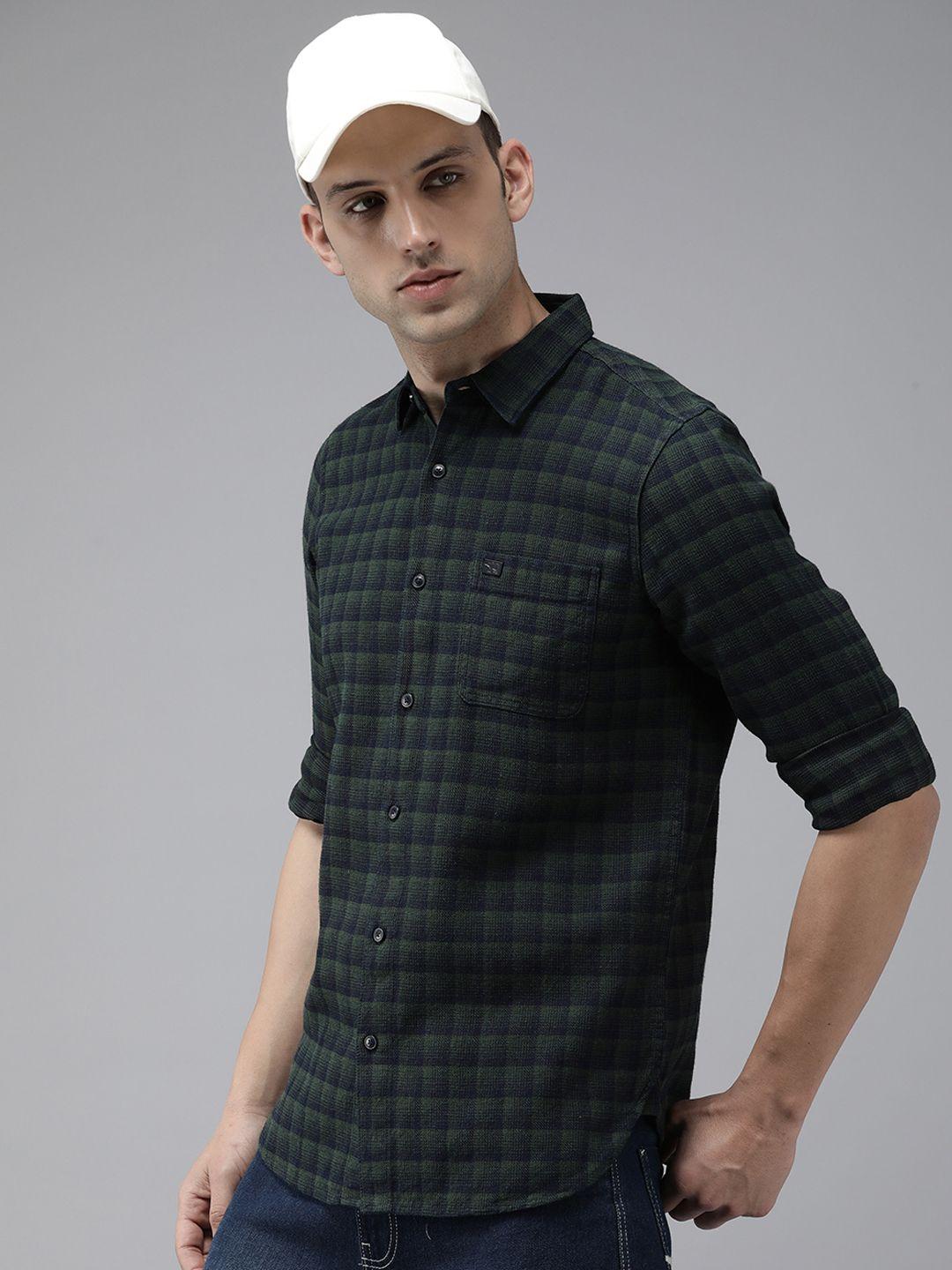 the bear house slim fit opaque checked casual shirt