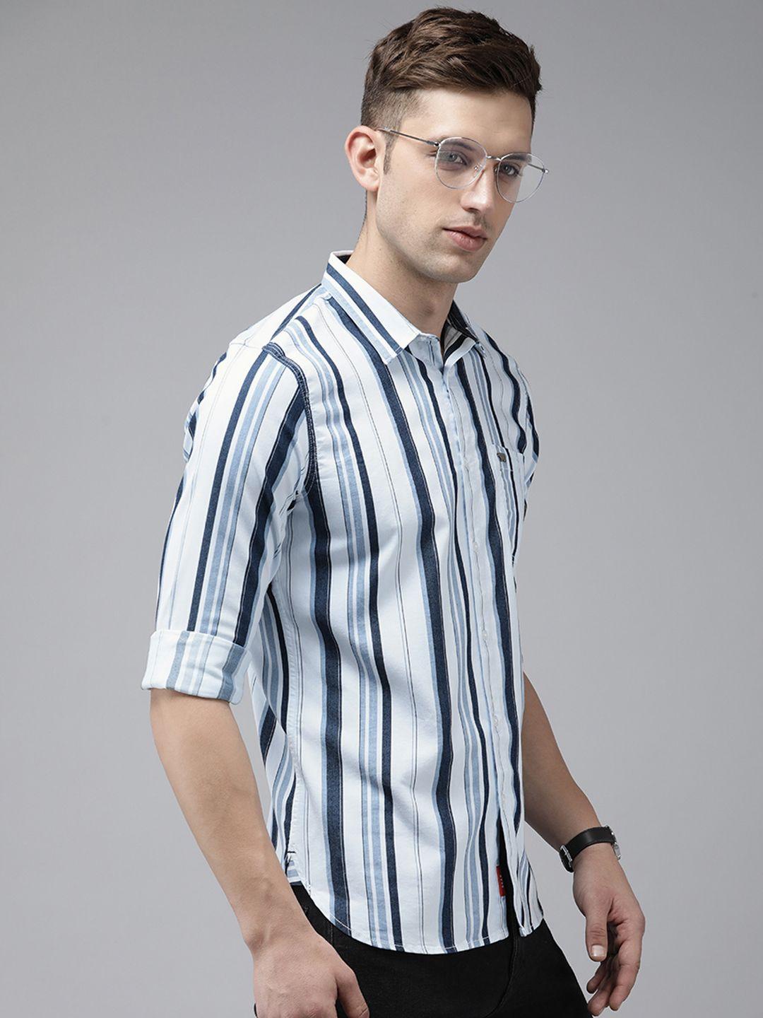 the bear house slim fit opaque striped casual shirt