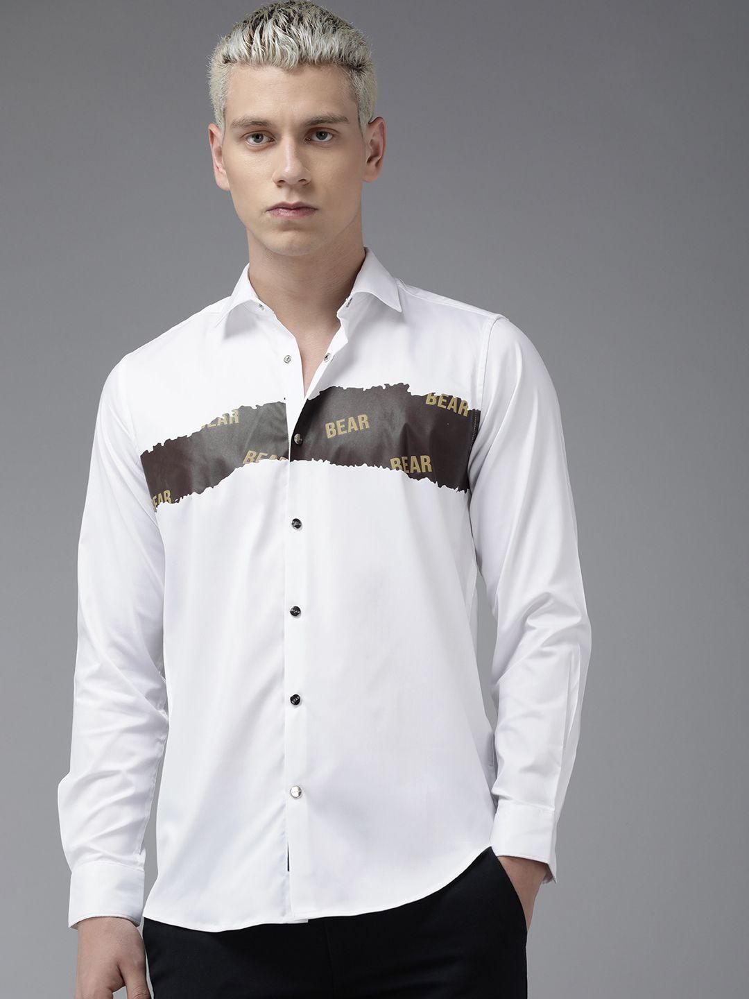 the bear house slim fit printed casual shirt