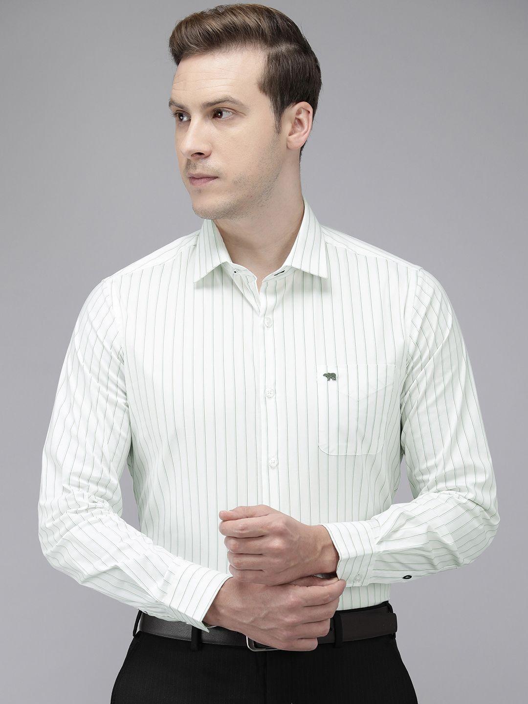 the bear house slim fit pure cotton striped formal shirt