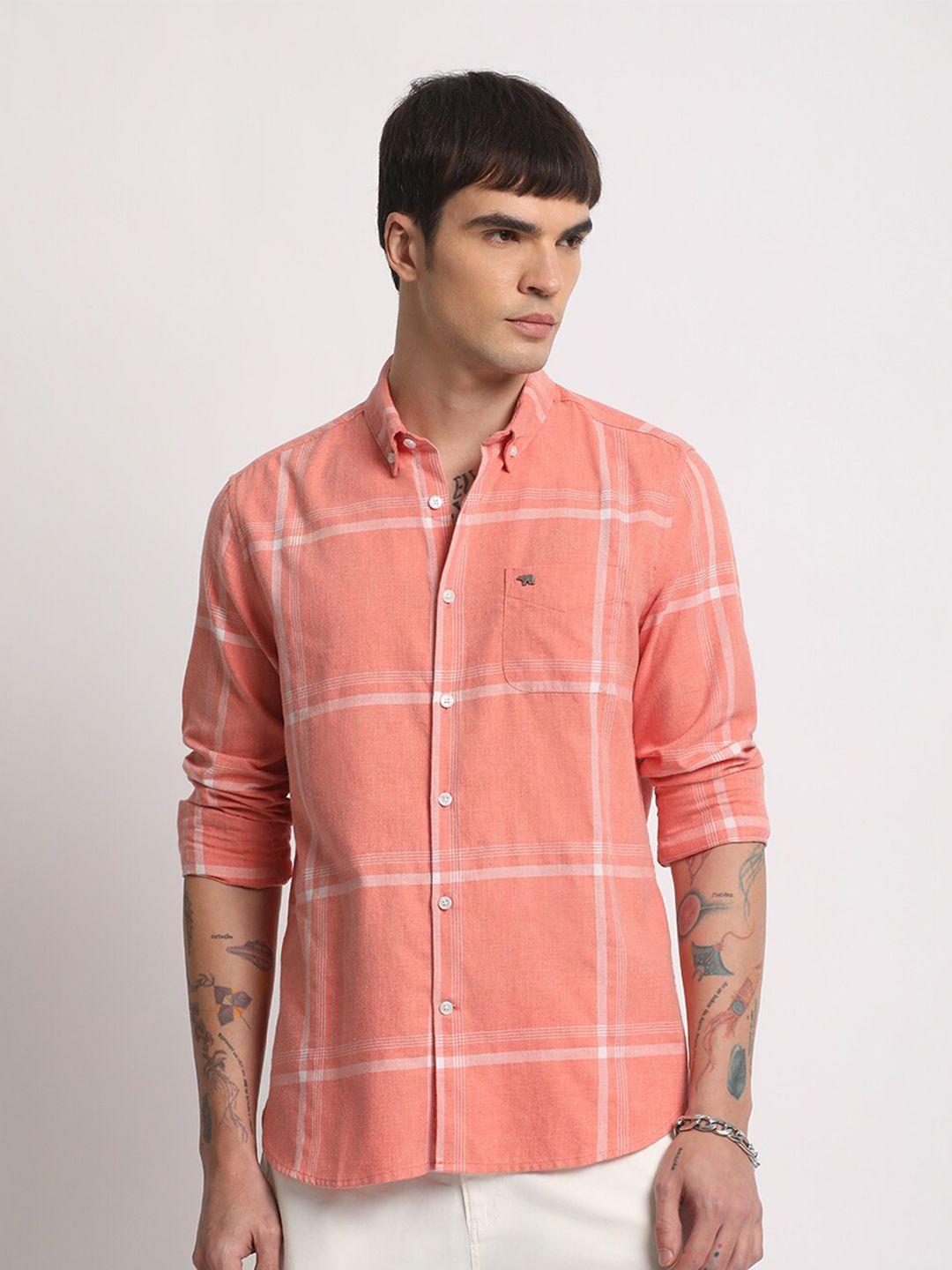 the bear house slim fit tartan checks checked cotton casual shirt