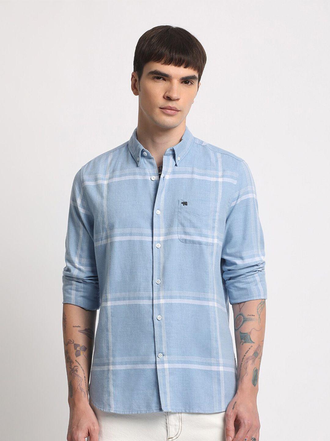 the bear house slim fit tartan checks checked cotton casual shirt