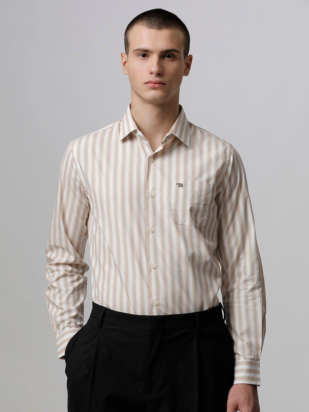 the bear house slim fit vertical striped pure cotton formal shirt