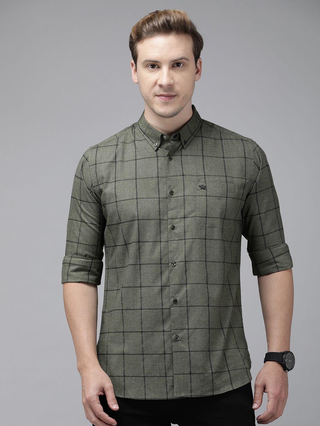 the bear house slim fit windowpane checked casual shirt