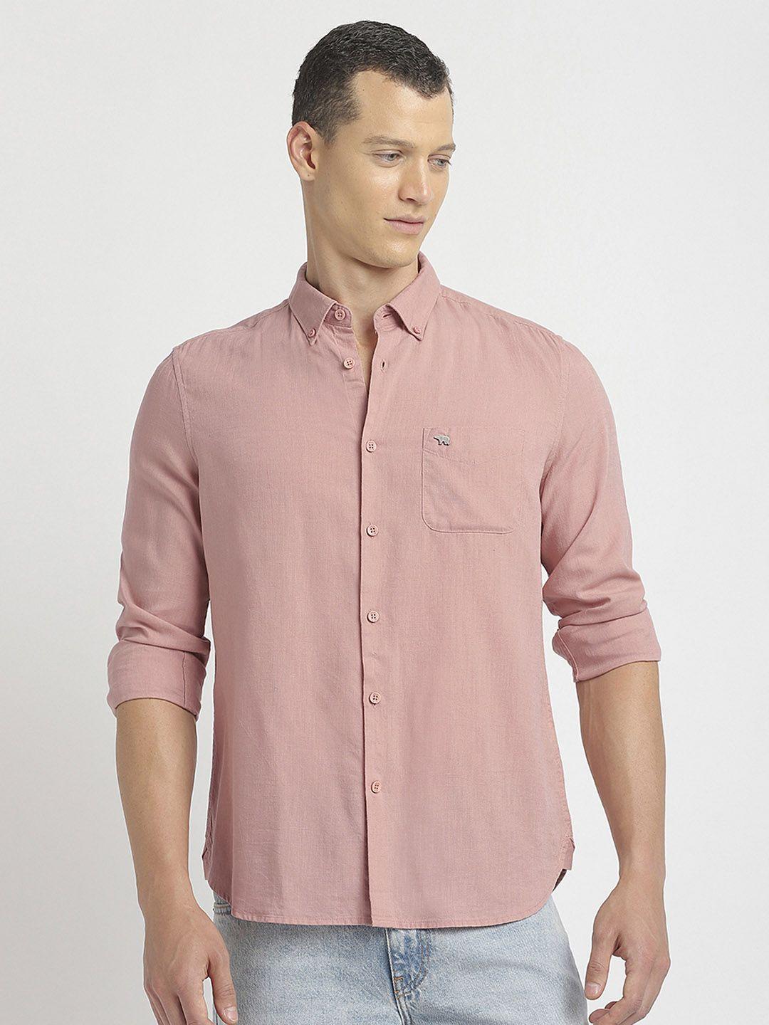 the bear house spread collar slim fit casual shirt